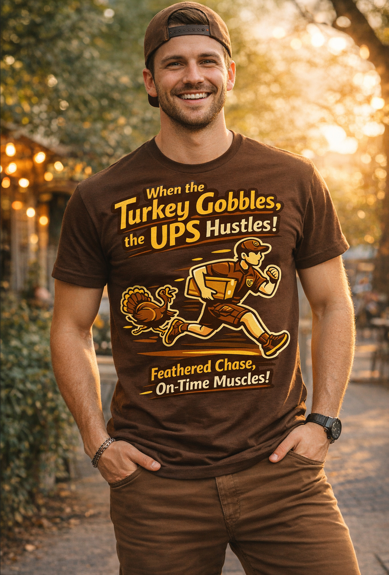 Funny Turkey Chase Delivery Driver Shirt – Thanksgiving UPS Humor Tee