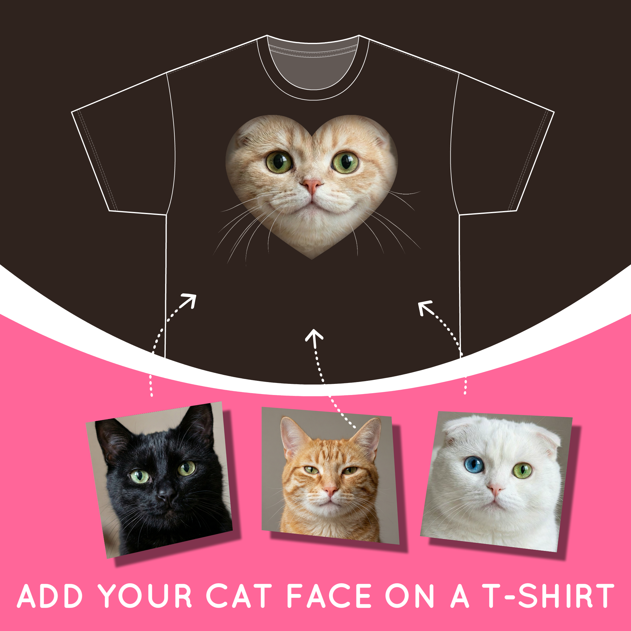 T-Shirt: Cat Heart T-Shirt — Cute Kitty Face Graphic Tee — Personalization T-Shirt product thumbnail image T-Shirt: Cat Heart T-Shirt — Cute Kitty Face Graphic Tee — Personalization T-Shirt product thumbnail image