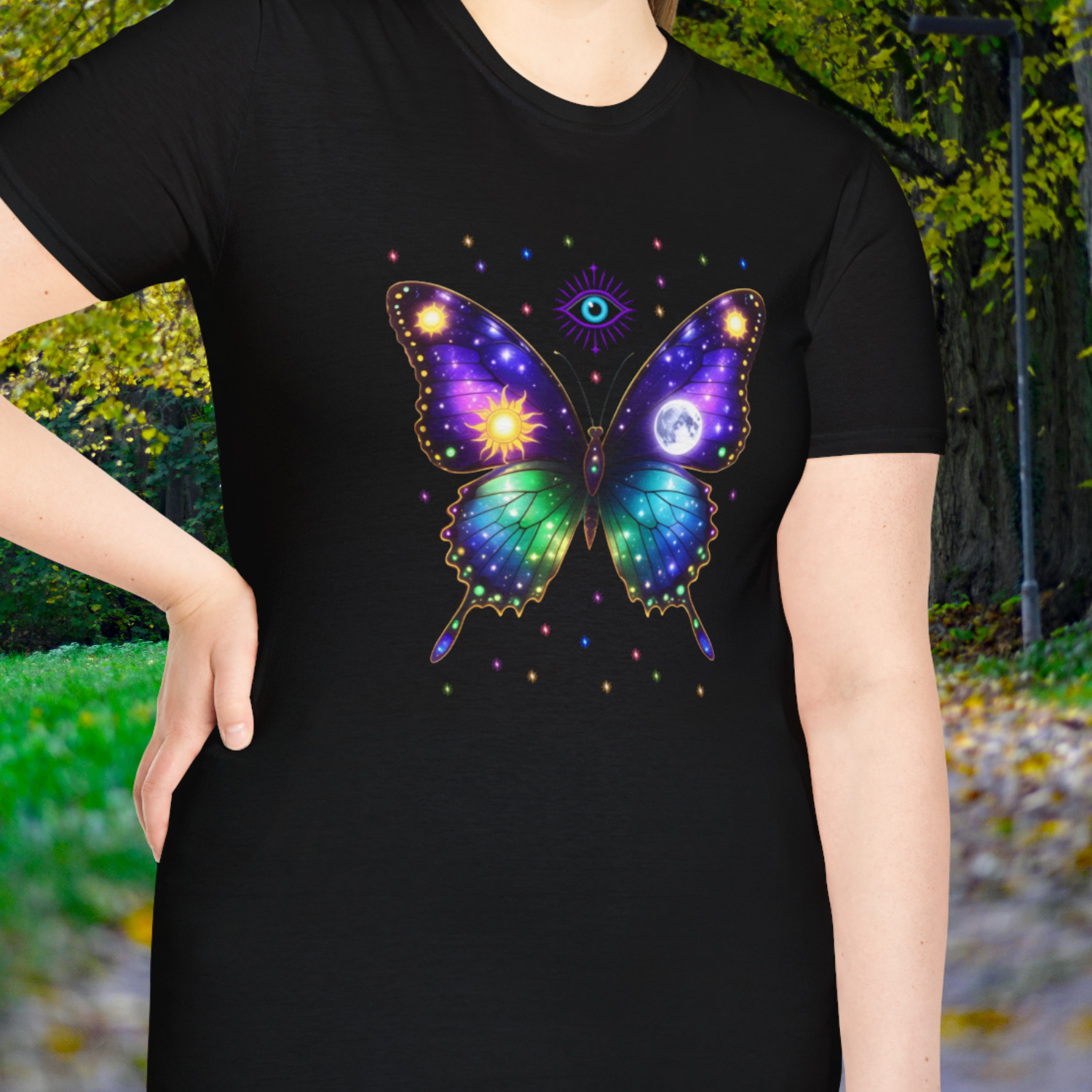 Galaxy Butterfly T-Shirt — Cosmic Eye Celestial Tee product thumbnail image Galaxy Butterfly T-Shirt — Cosmic Eye Celestial Tee product thumbnail image
