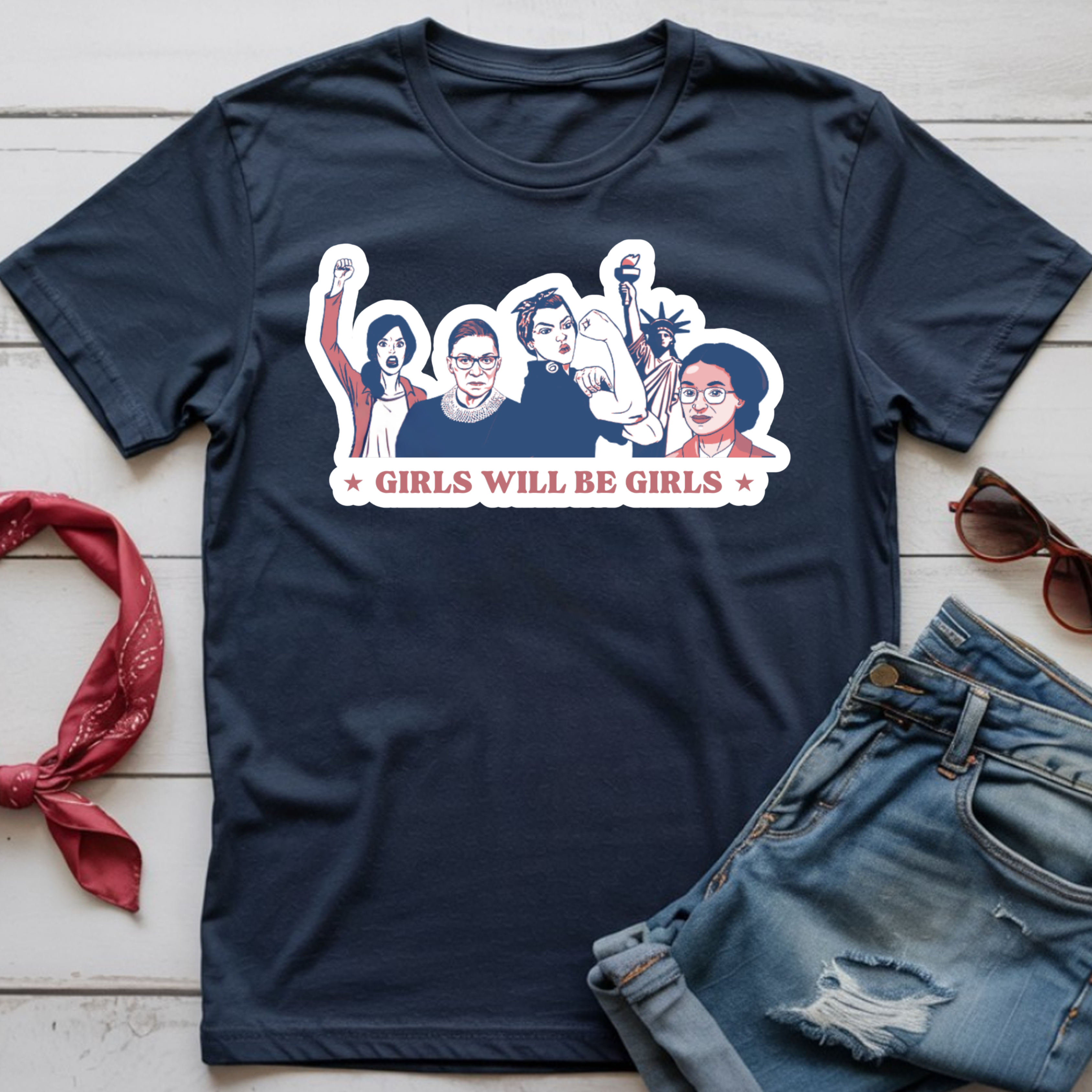 'Girls Will Be Girls' Feminist Retro Graphic Tee product thumbnail image 'Girls Will Be Girls' Feminist Retro Graphic Tee product thumbnail image