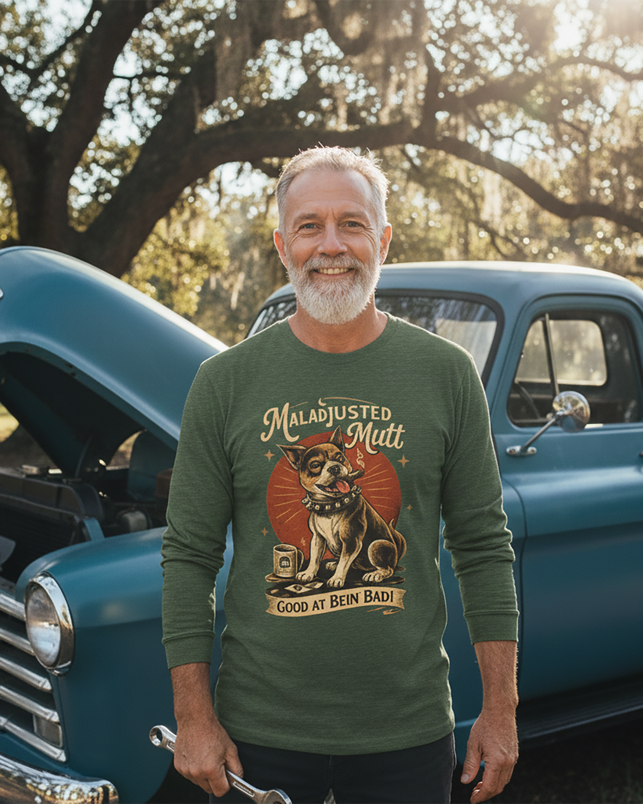 "Maladjusted Mutt" Retro Long Sleeve Tee