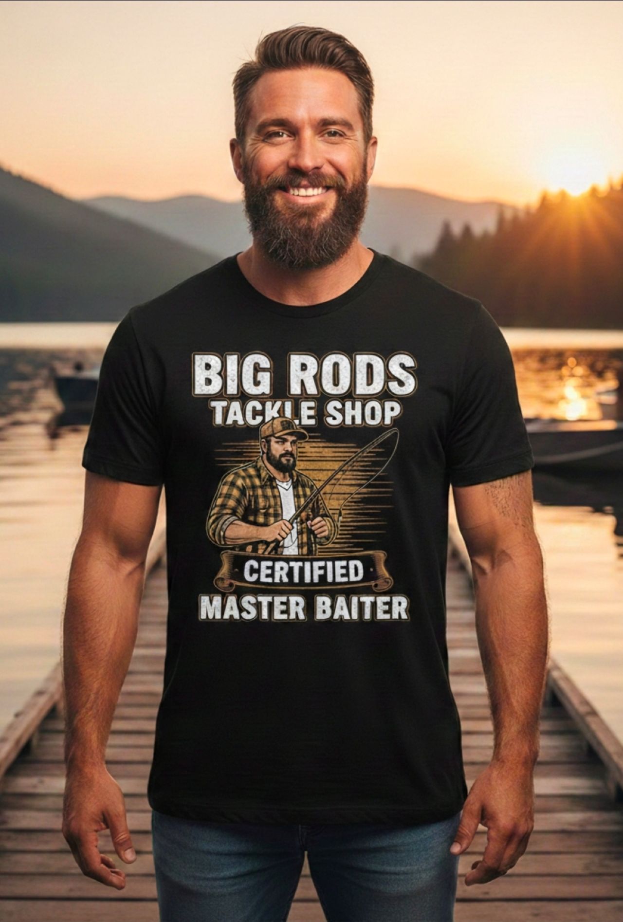 Big Rods Tackle Shop "Certified Master Baiter" Fishing T-Shirt