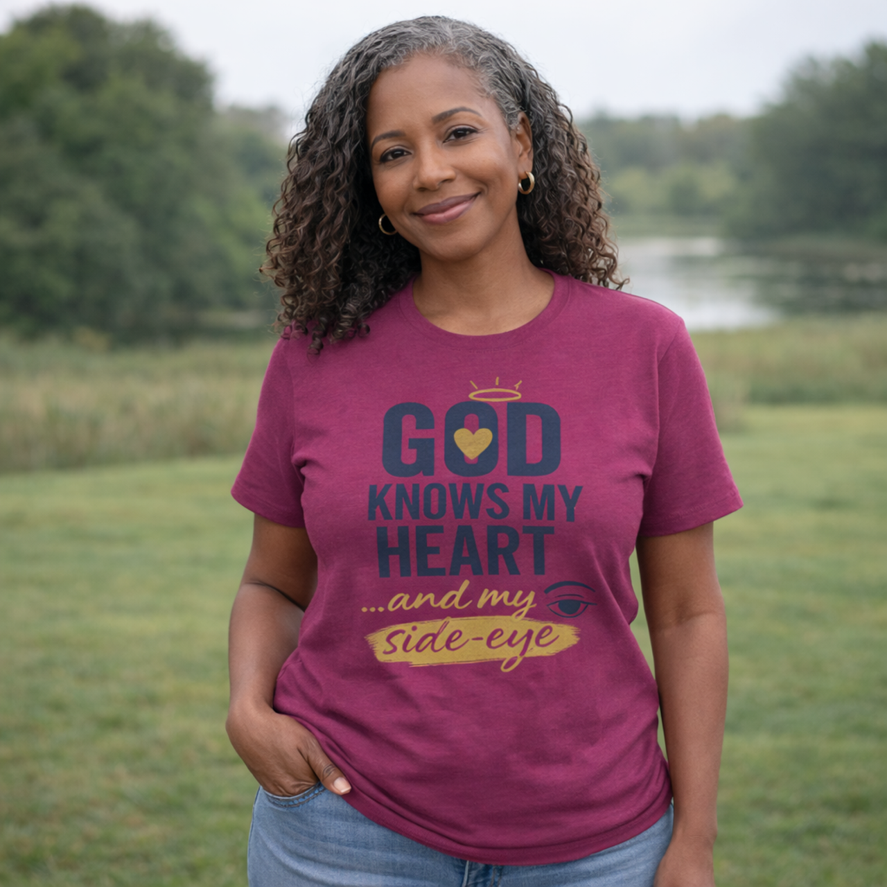 God knows my heart… and my side-eye Faith-Based Graphic Tee product thumbnail image