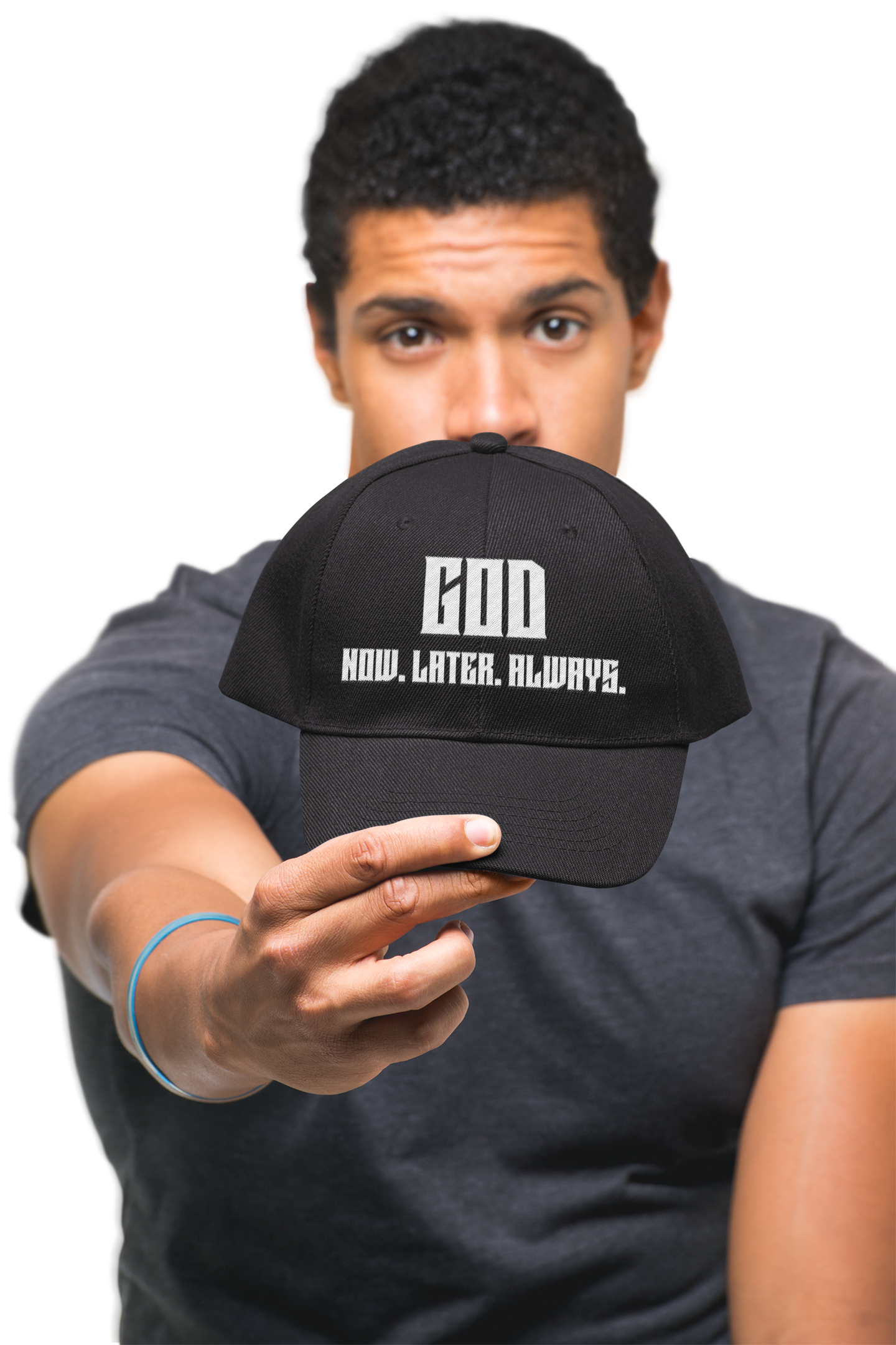  "GOD Now. Later. Always." Dad Cap — Embroidered Religious Baseball Hat