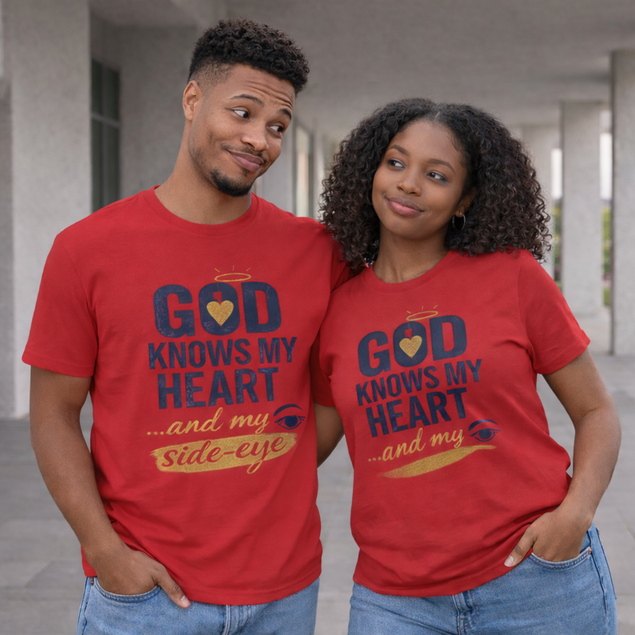 God knows my heart… and my side-eye Faith-Based Graphic Tee product thumbnail image God knows my heart… and my side-eye Faith-Based Graphic Tee product thumbnail image