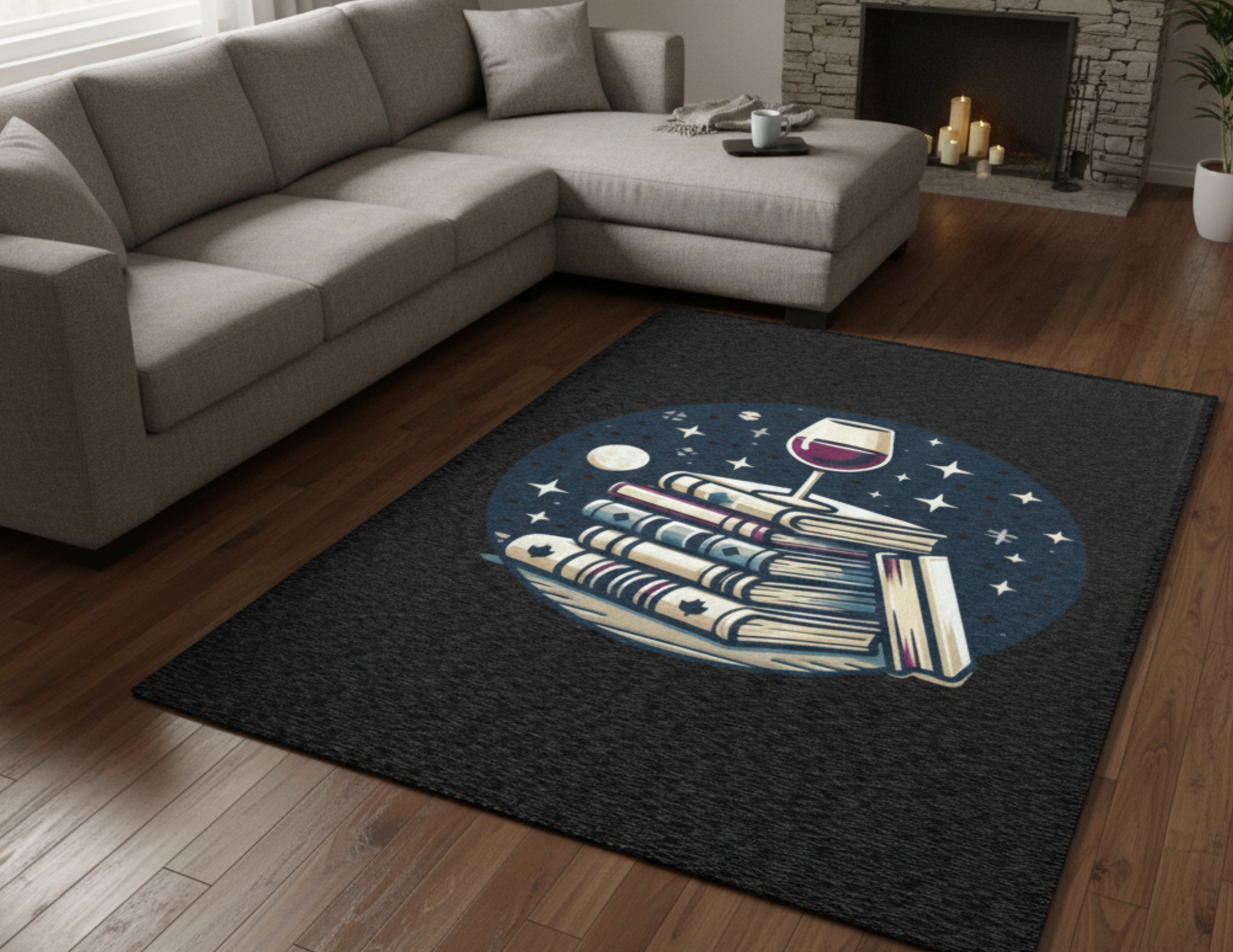 Literature and Libations -- Book Lovers Accent Rug