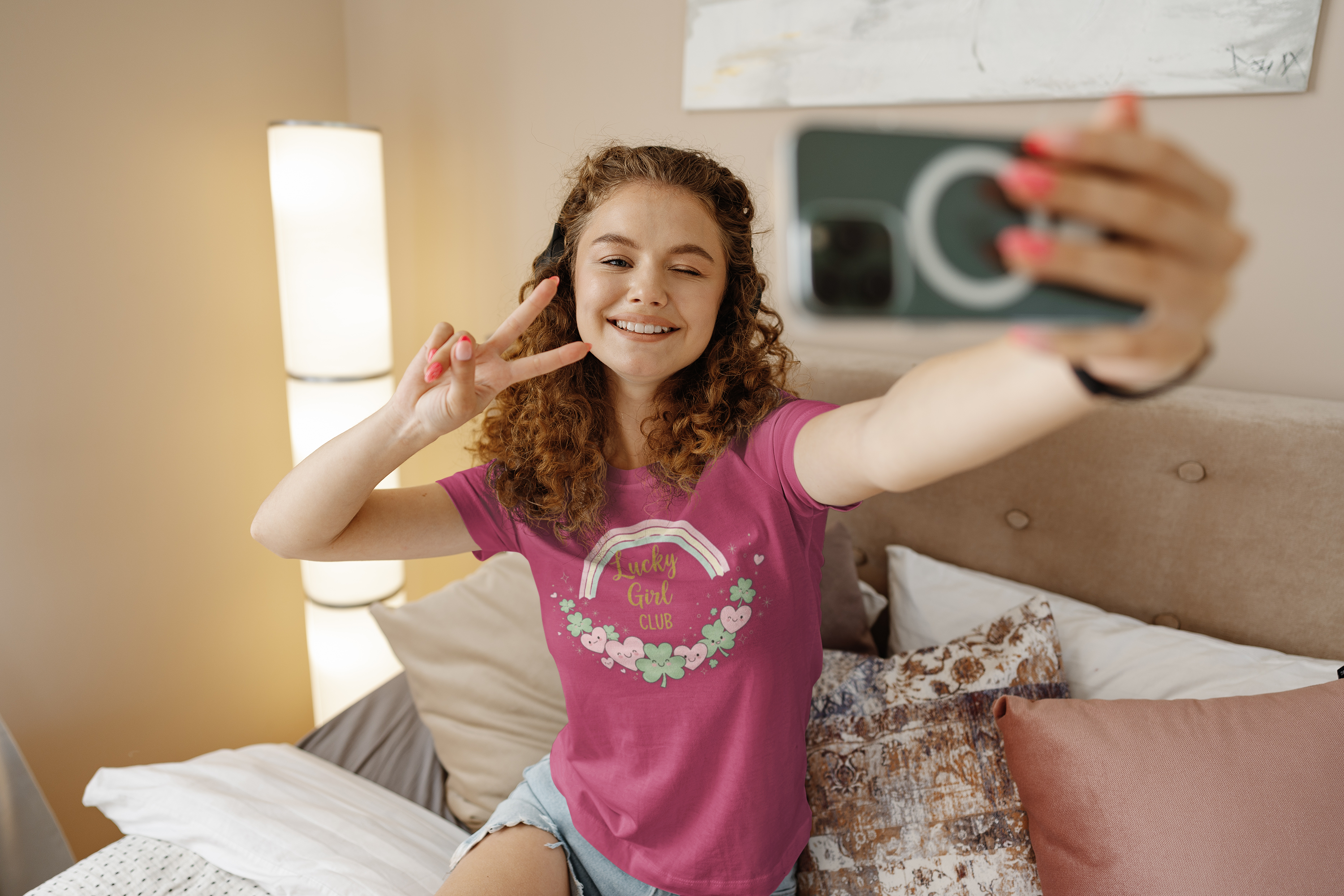 Lucky Girl Club Youth Shirt, St Patrick’s Day Kids Tee, Cute Shamrock Rainbow Shirt for Girls, Lucky Clover Youth Tee, Spring Kids Shirt product thumbnail image