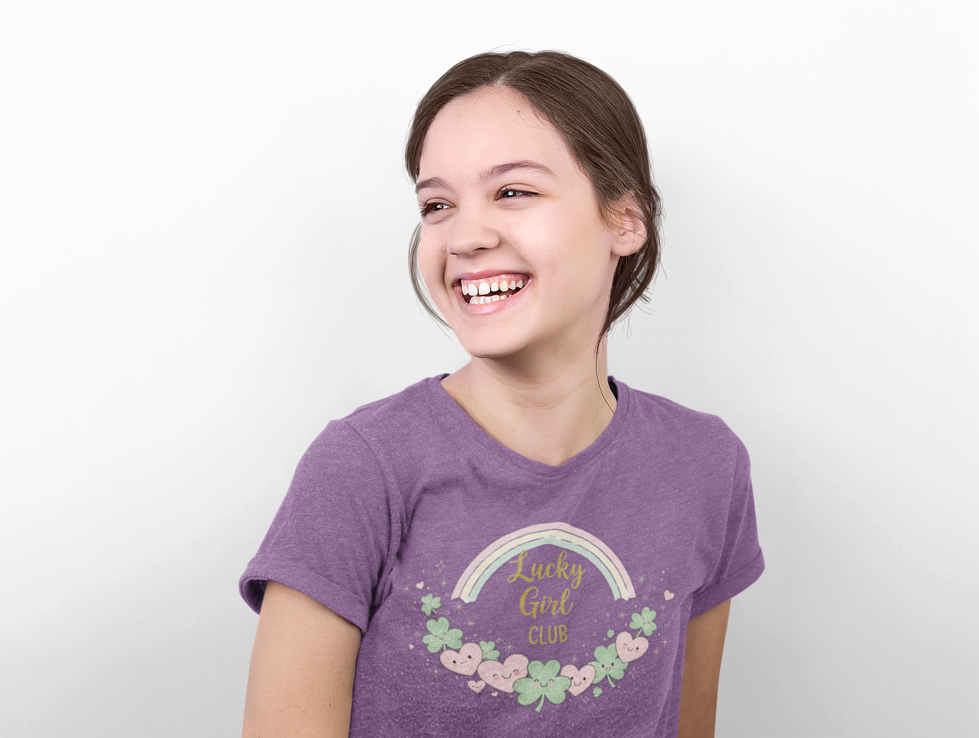 Lucky Girl Club Youth Shirt, St Patrick’s Day Kids Tee, Cute Shamrock Rainbow Shirt for Girls, Lucky Clover Youth Tee, Spring Kids Shirt product thumbnail image