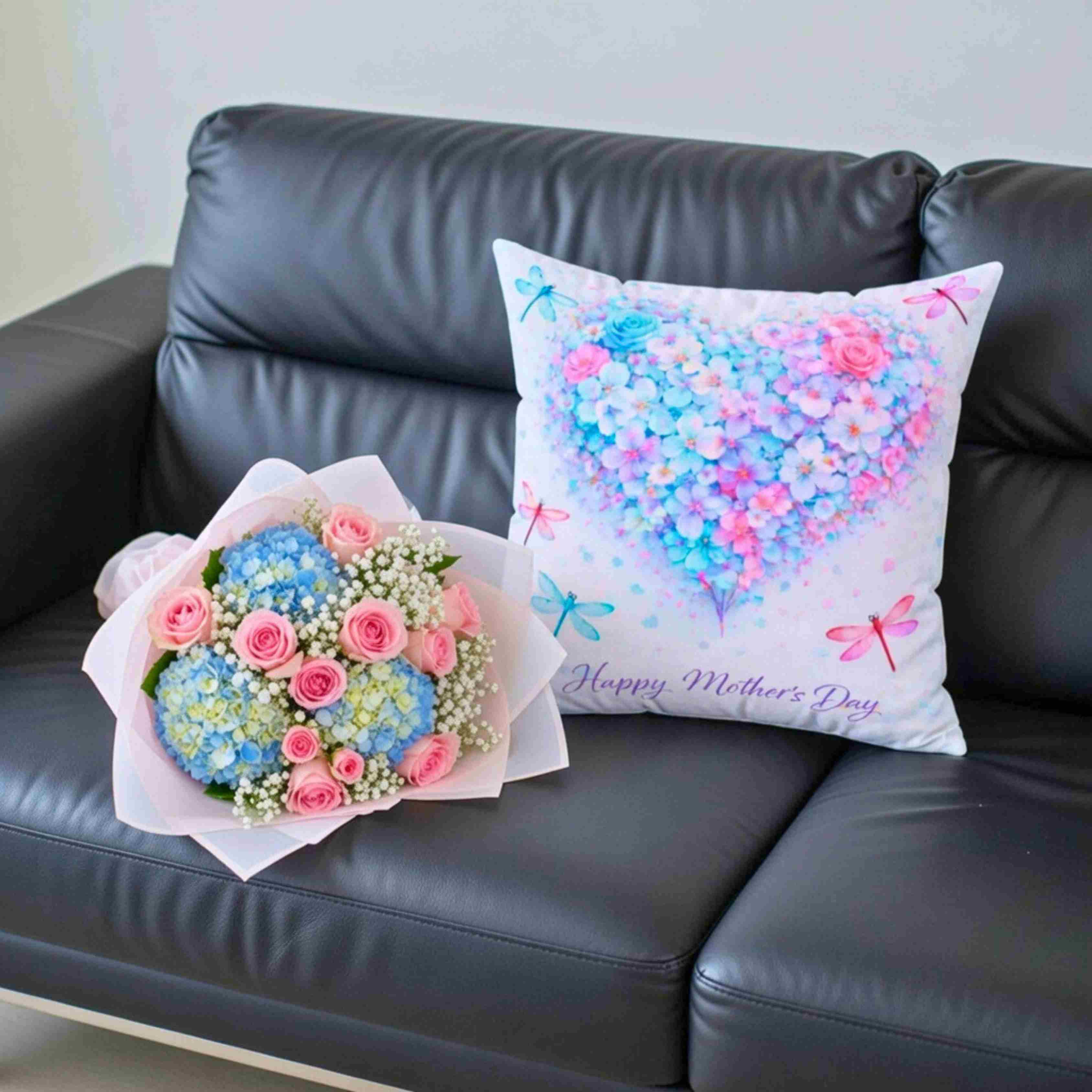 Mother's Day Floral Heart Pillow — "Happy Mother's Day" Square Decorative Couch Cushion product thumbnail image Mother's Day Floral Heart Pillow — "Happy Mother's Day" Square Decorative Couch Cushion product thumbnail image