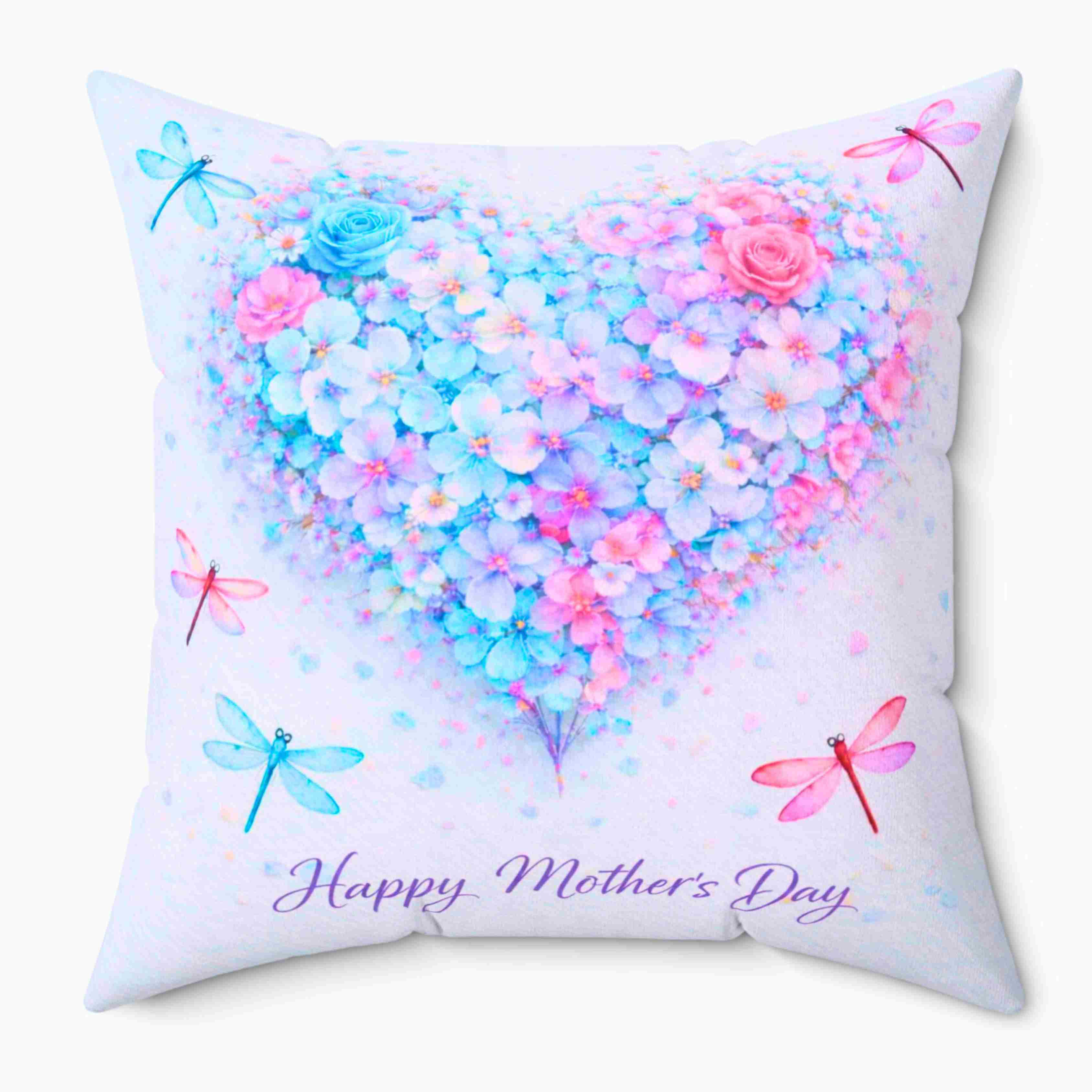 Mother's Day Floral Heart Pillow — "Happy Mother's Day" Square Decorative Couch Cushion product thumbnail image Mother's Day Floral Heart Pillow — "Happy Mother's Day" Square Decorative Couch Cushion product thumbnail image
