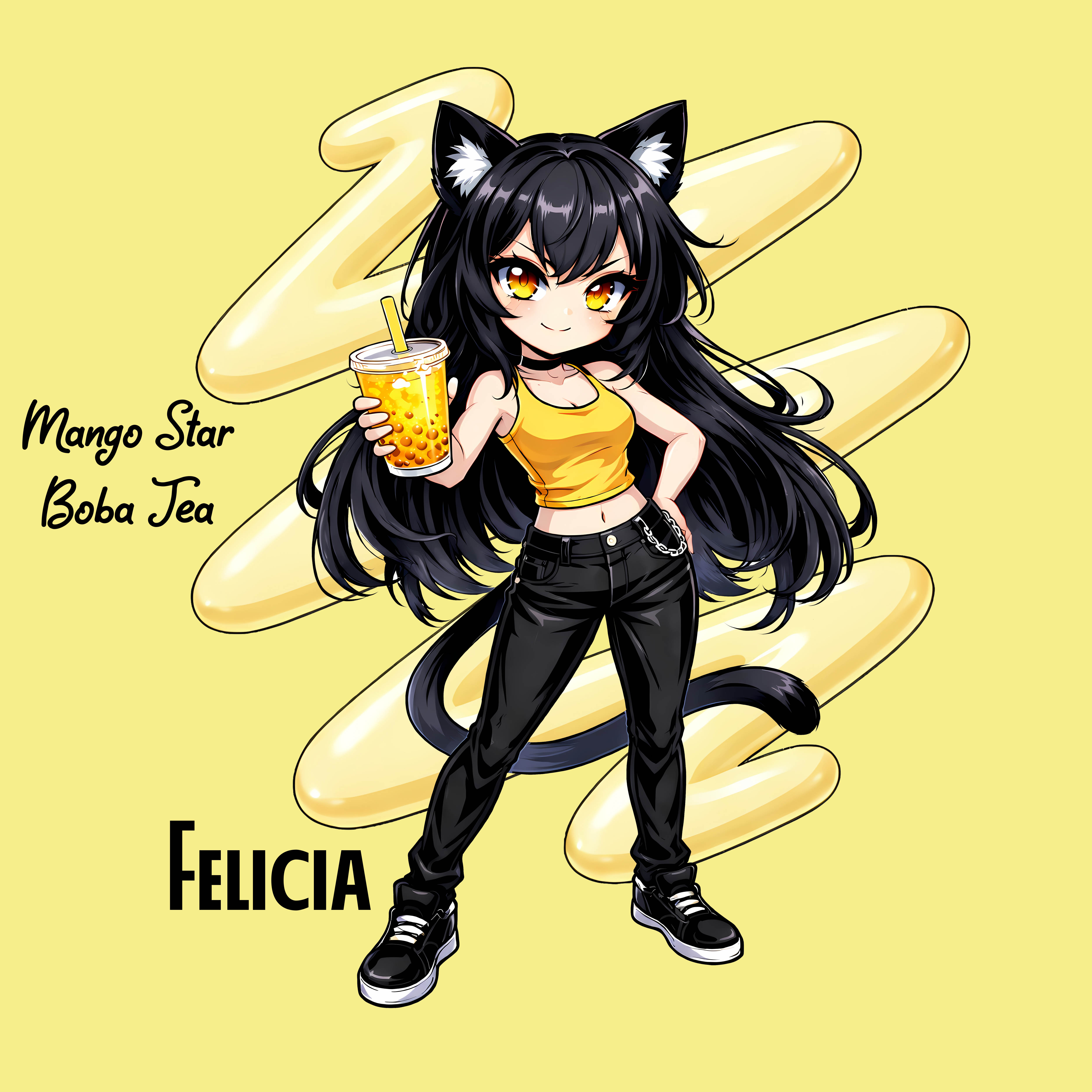 Felicia Boba Tea Shirt v2 — Pink Chibi Schoolgirl Graphic T-Shirt