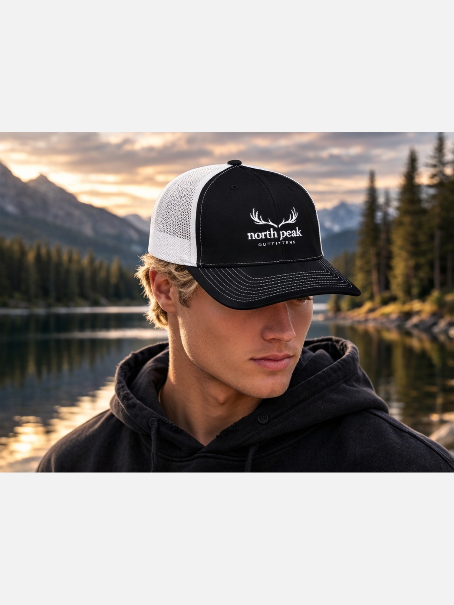 Deer Antler North Peak Outfitters Trucker Hat product thumbnail image Deer Antler North Peak Outfitters Trucker Hat product thumbnail image
