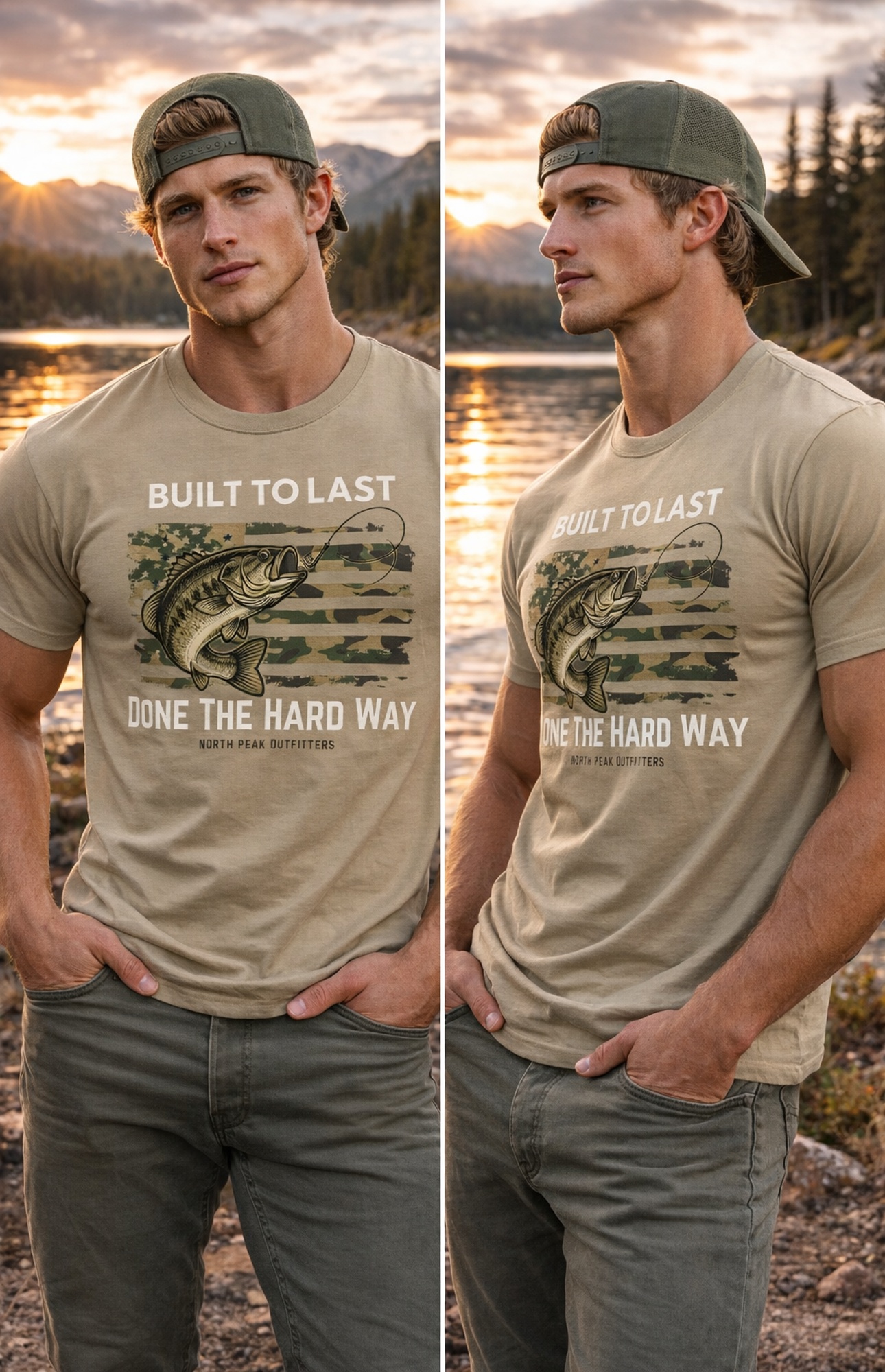 Fishing T-Shirt — "Built to Last, Done the Hard Way" Vintage Bass Graphic product thumbnail image