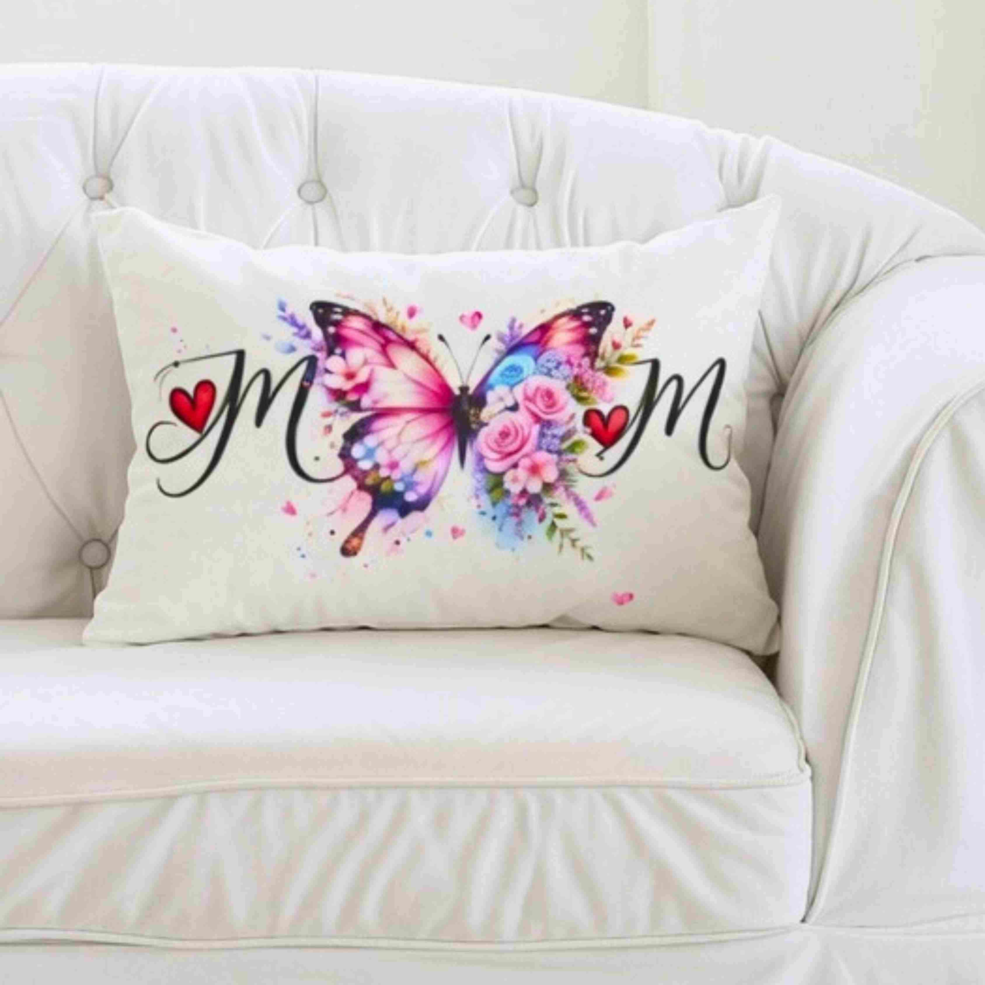 Personalize Gifts for Mom | Butterfly Floral Mom Lumbar Pillow | Spun Polyester product thumbnail image