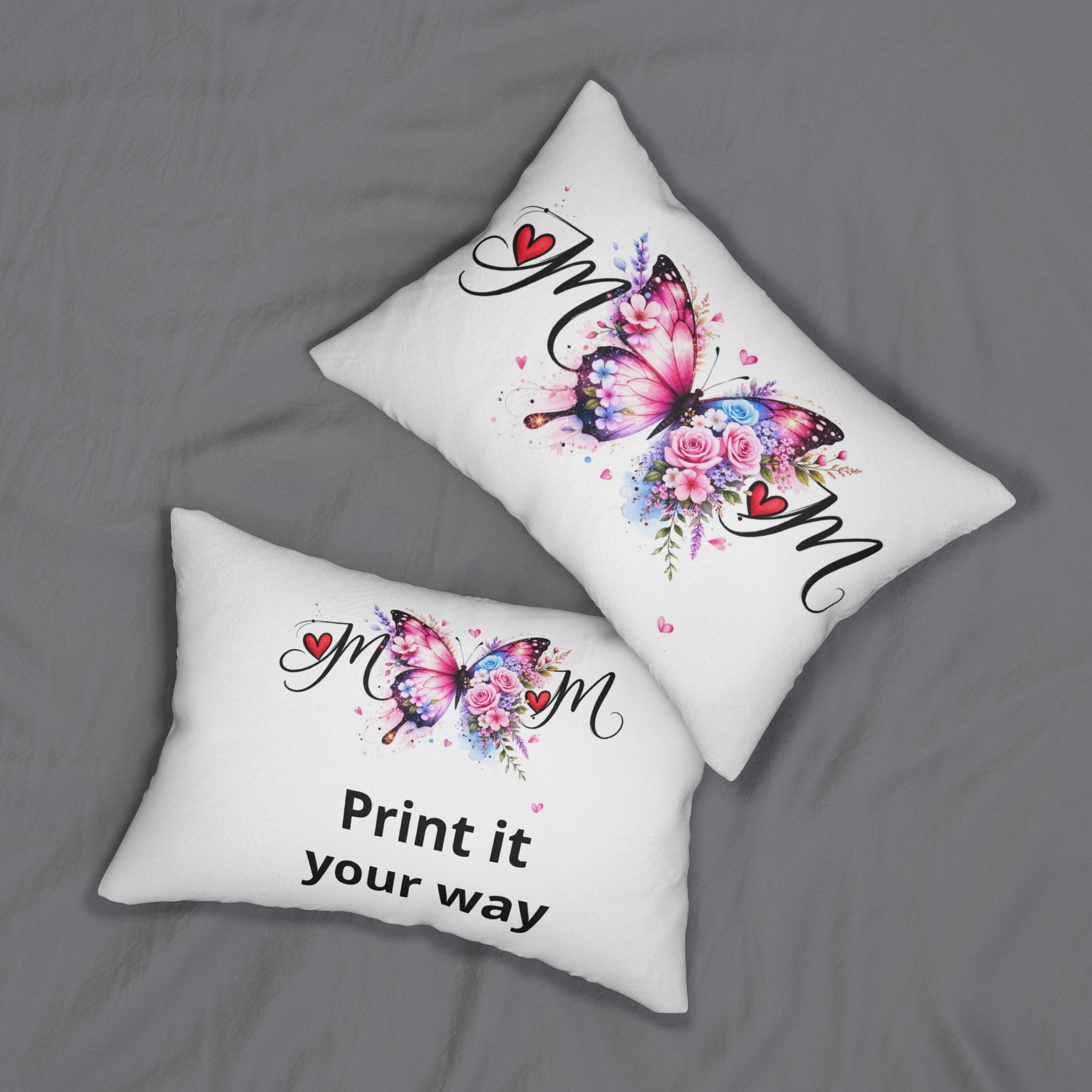 Personalize Gifts for Mom | Butterfly Floral Mom Lumbar Pillow | Spun Polyester product thumbnail image Personalize Gifts for Mom | Butterfly Floral Mom Lumbar Pillow | Spun Polyester product thumbnail image