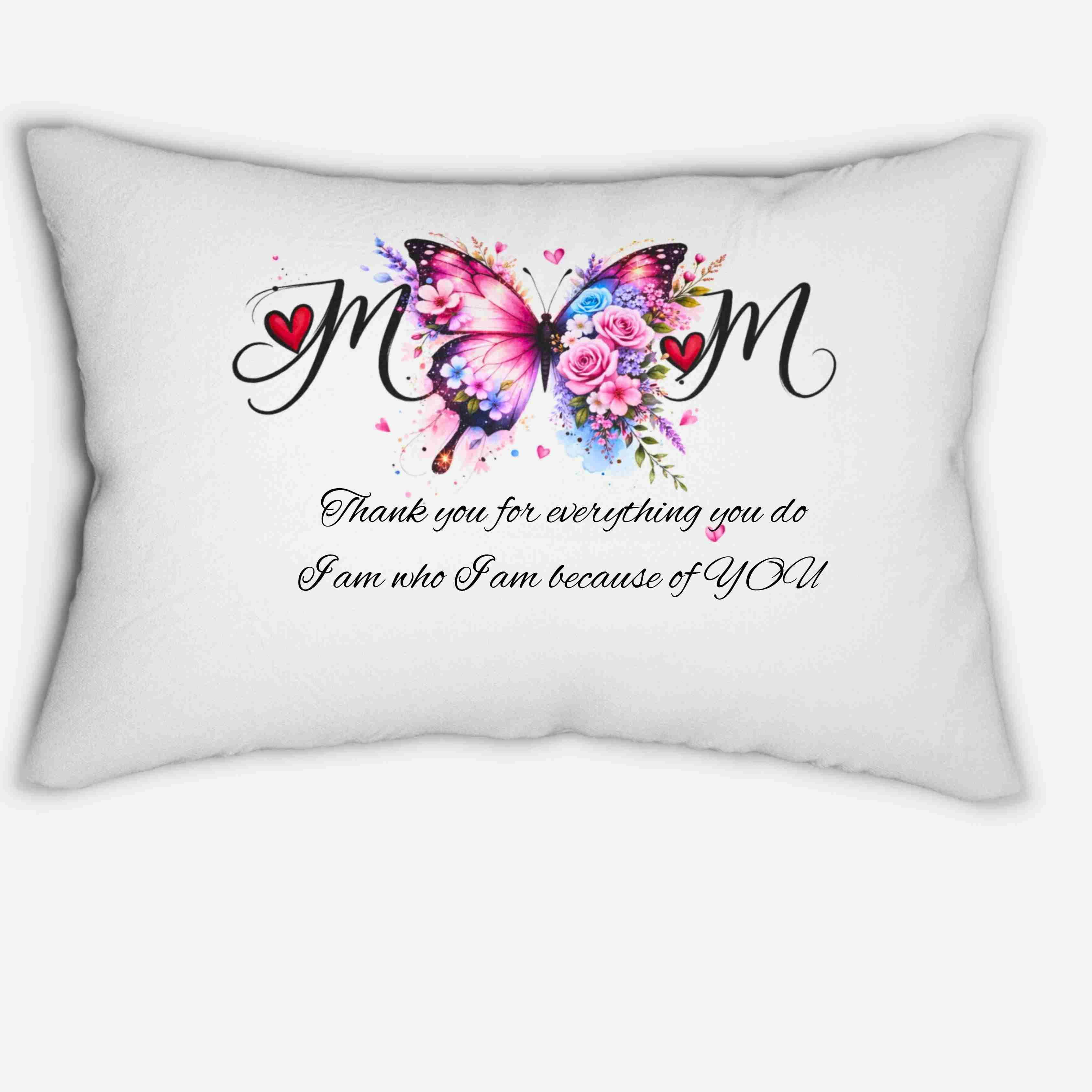 Personalize Gifts for Mom | Butterfly Floral Mom Lumbar Pillow | Spun Polyester product thumbnail image