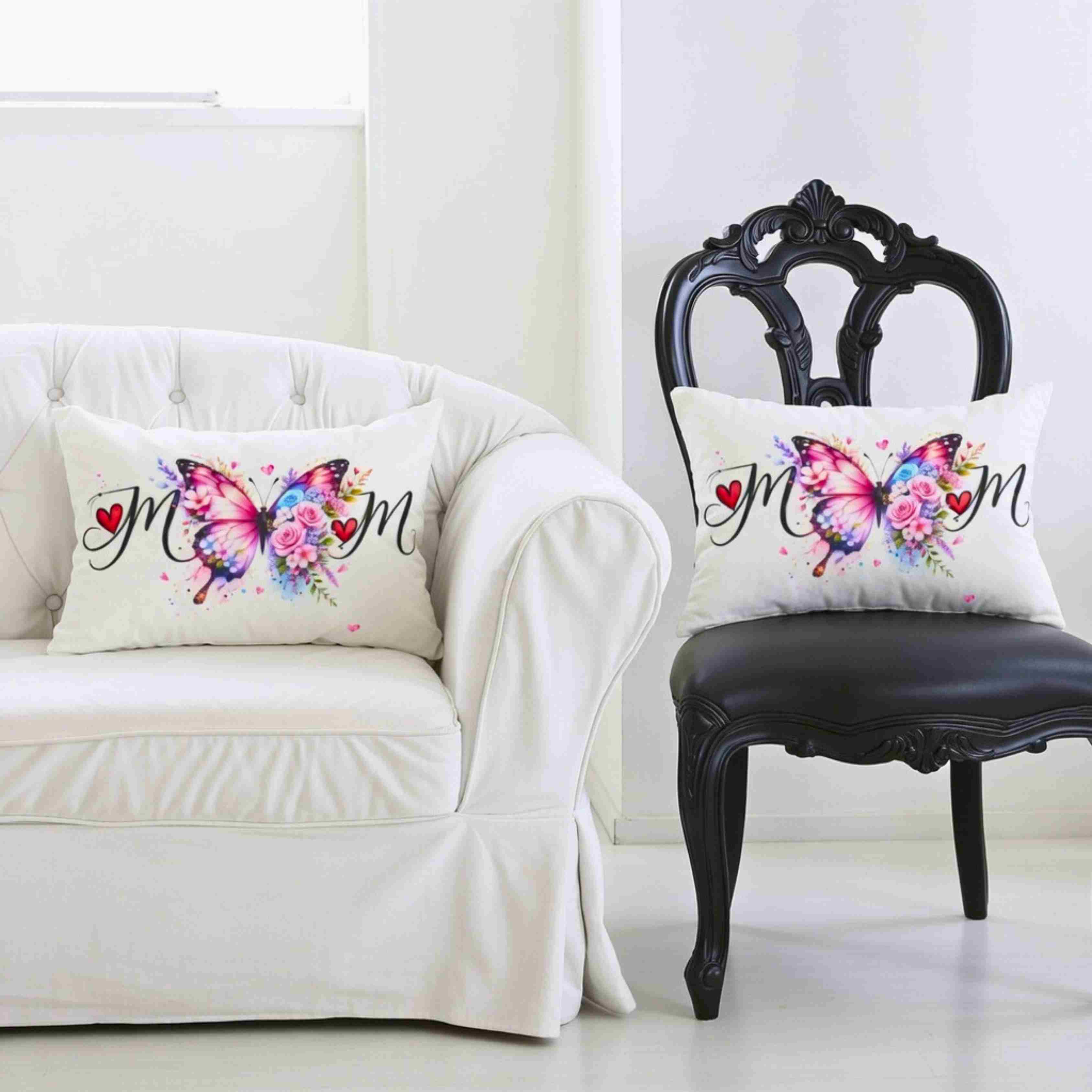 Personalize Gifts for Mom | Butterfly Floral Mom Lumbar Pillow | Spun Polyester product thumbnail image Personalize Gifts for Mom | Butterfly Floral Mom Lumbar Pillow | Spun Polyester product thumbnail image