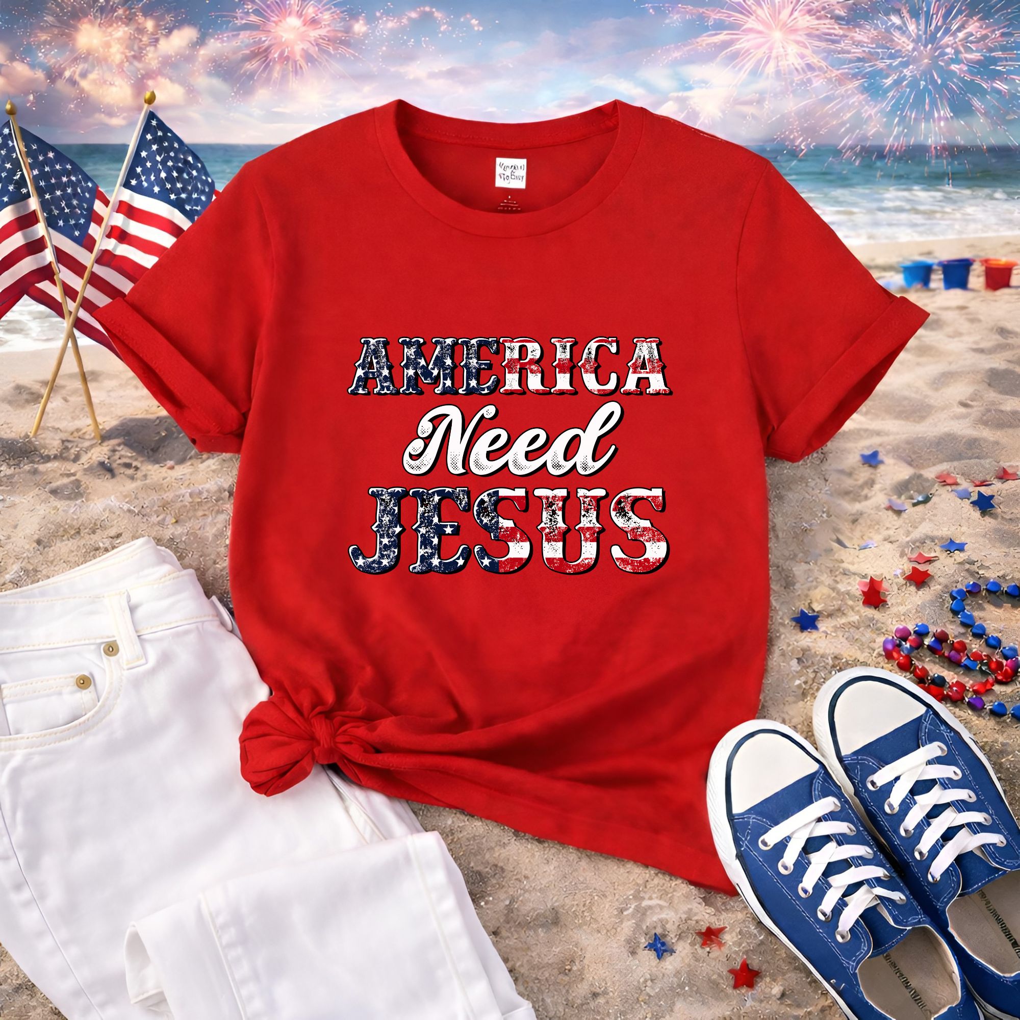 America Needs Jesus T-Shirt product thumbnail image America Needs Jesus T-Shirt product thumbnail image