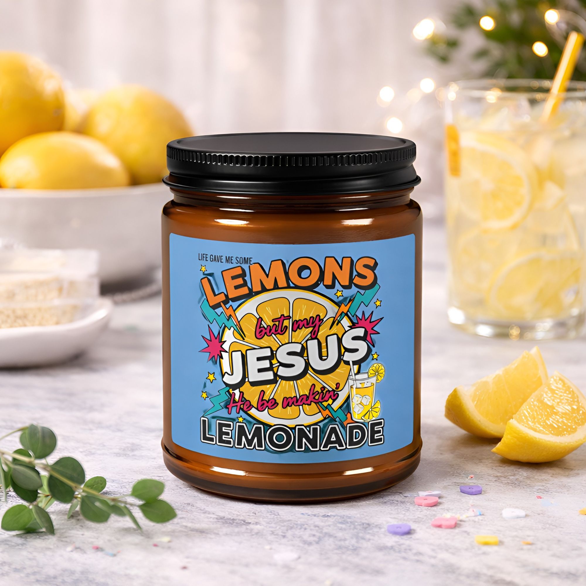 Lemons, Jesus & Lemonade Scented Soy Candle product thumbnail image Lemons, Jesus & Lemonade Scented Soy Candle product thumbnail image