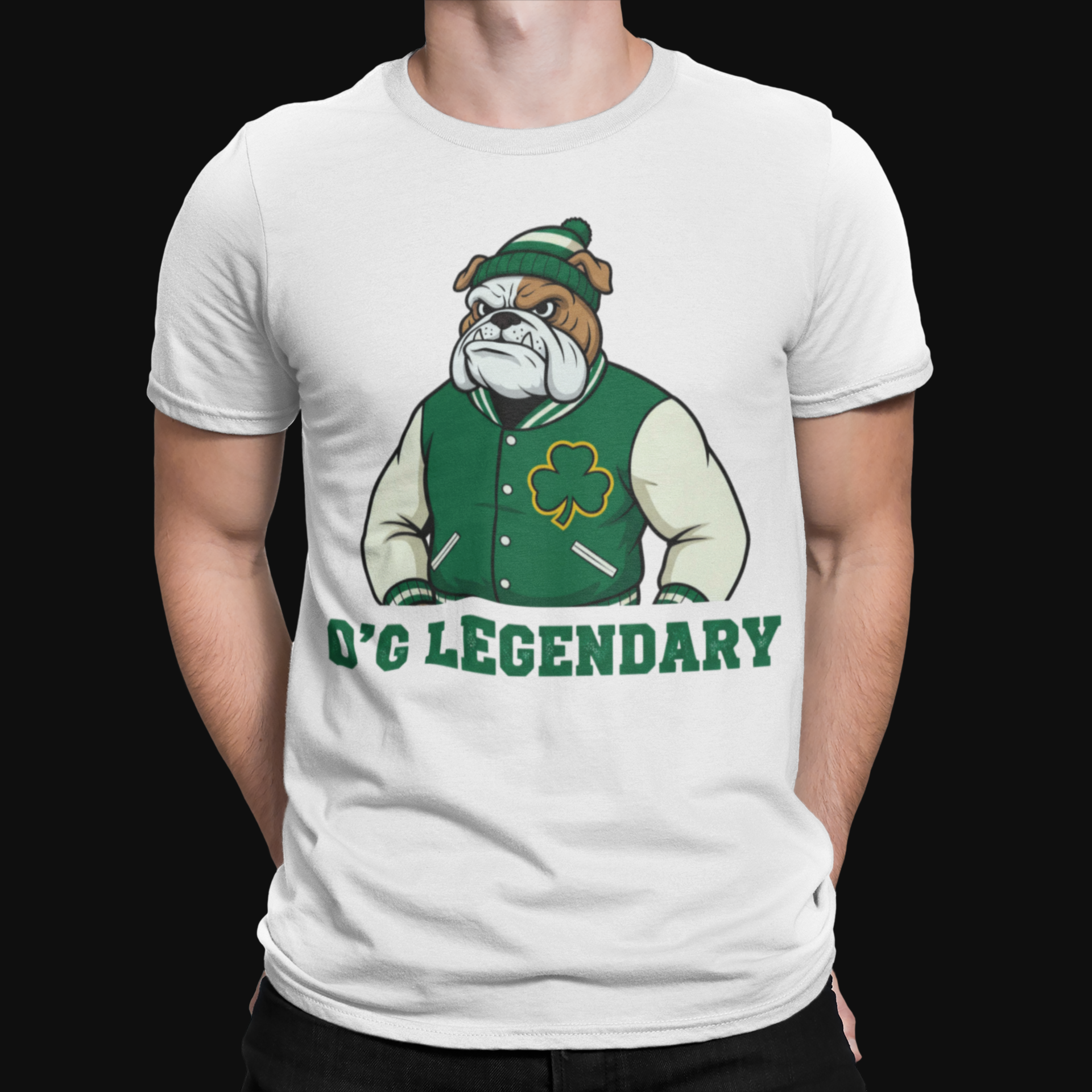 "O'G Legendary" St. Patrick's Bulldog Collegiate/Varsity Style T-Shirt — Comfort Colors Graphic Tee