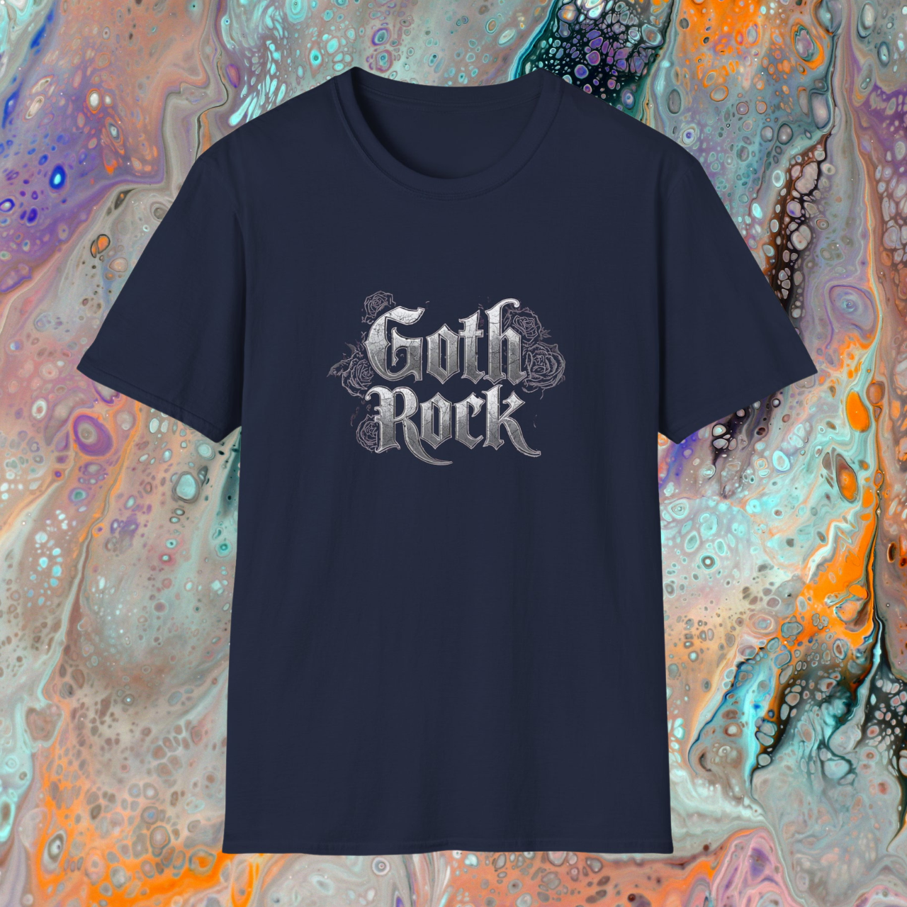 Goth Rock Silver and Black Unisex Softstyle T-Shirt