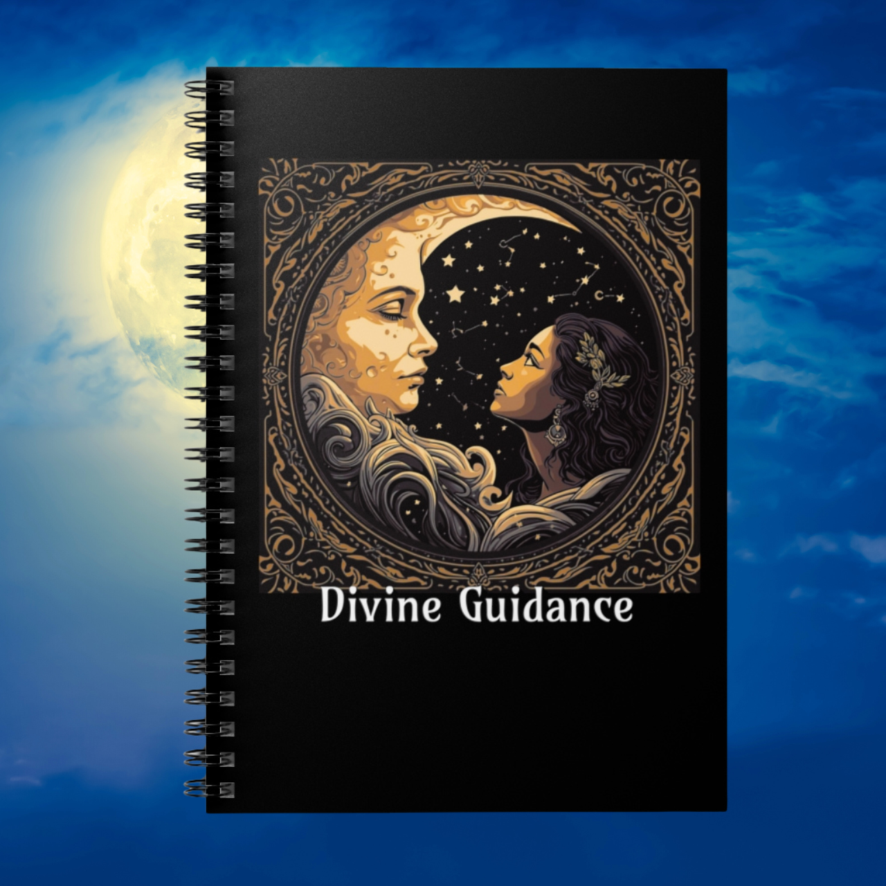 Beautiful Feminine Moon Divine Guidance Spiral Notebook - Ruled Line product thumbnail image Beautiful Feminine Moon Divine Guidance Spiral Notebook - Ruled Line product thumbnail image