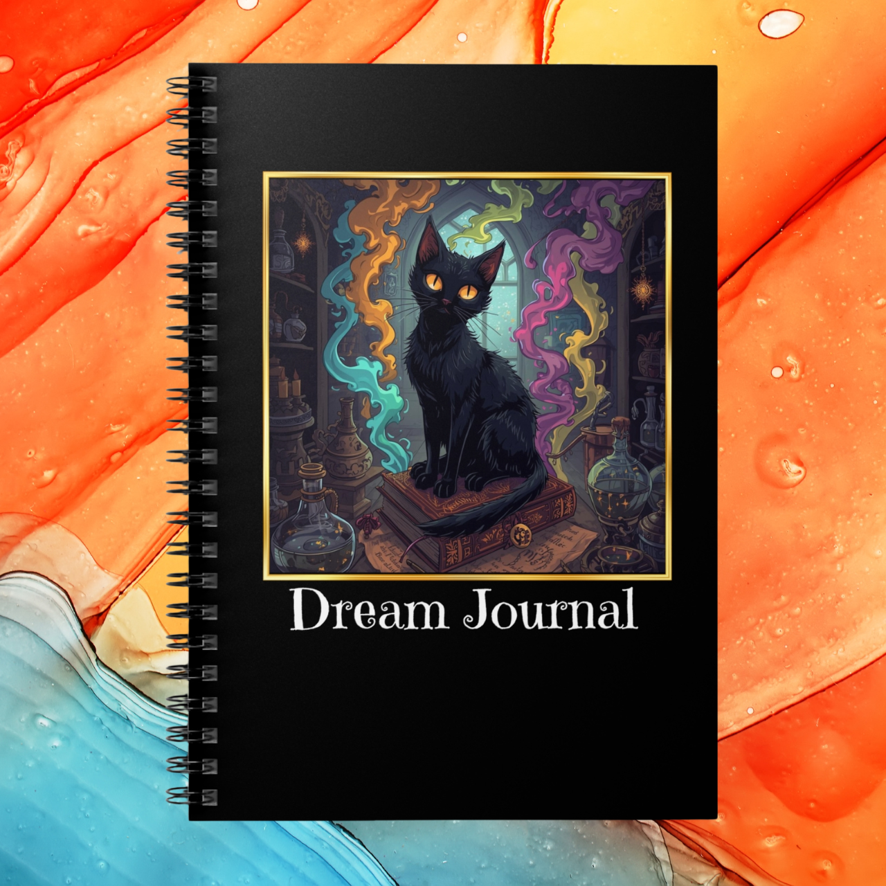 Magic Black Cat Dream Journal Spiral Notebook - Ruled Line product thumbnail image