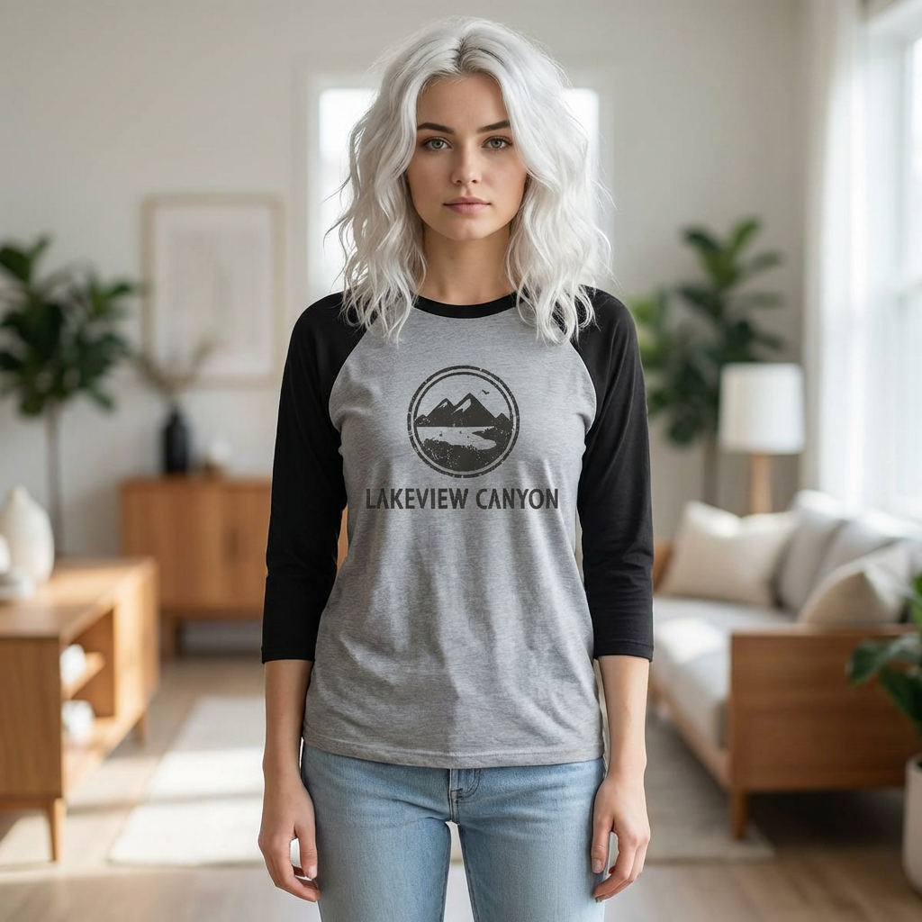 Lakeview Canyon Baseball Tee — Vintage Mountain Logo 3/4-Sleeve Raglan product thumbnail image Lakeview Canyon Baseball Tee — Vintage Mountain Logo 3/4-Sleeve Raglan product thumbnail image
