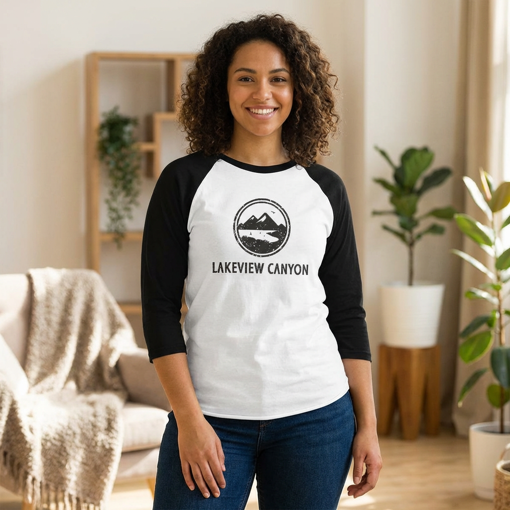 Lakeview Canyon Baseball Tee — Vintage Mountain Logo 3/4-Sleeve Raglan product thumbnail image