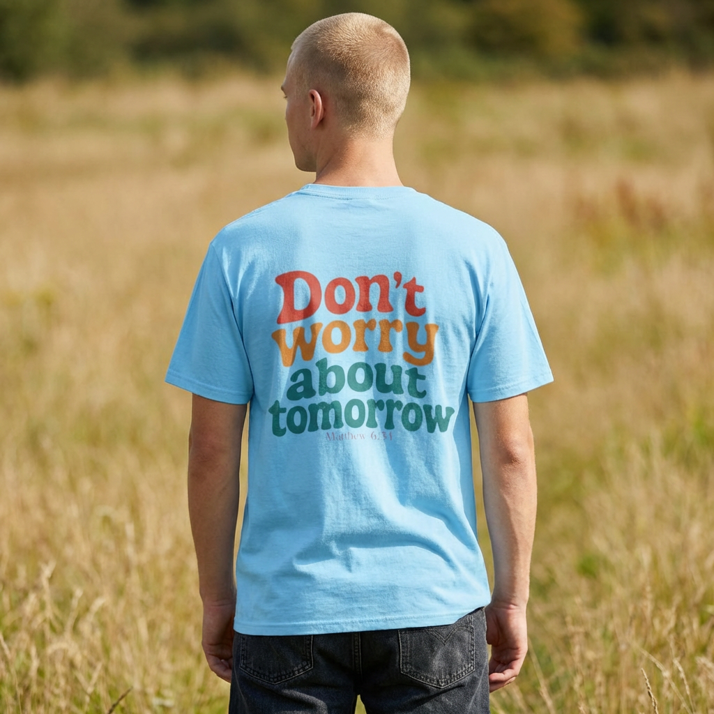 Don't Worry About Tomorrow T‑Shirt — Retro Positive Graphic Tee product thumbnail image Don't Worry About Tomorrow T‑Shirt — Retro Positive Graphic Tee product thumbnail image