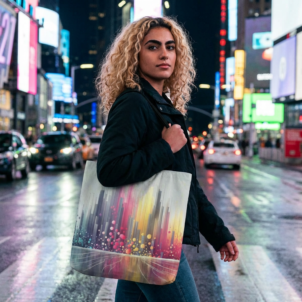 Abstract Cityscape Tote Bag — Colorful Skyline Art Tote product thumbnail image Abstract Cityscape Tote Bag — Colorful Skyline Art Tote product thumbnail image