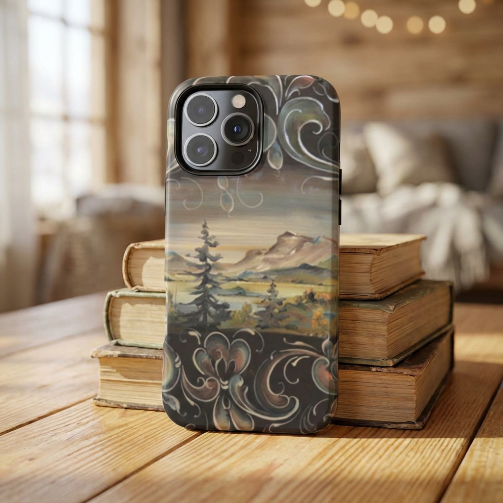 Vintage Telemark Phone Case Rosemaling Dual Layer Cases Scandinavian Norwegian Swedish Ancestry Painting 