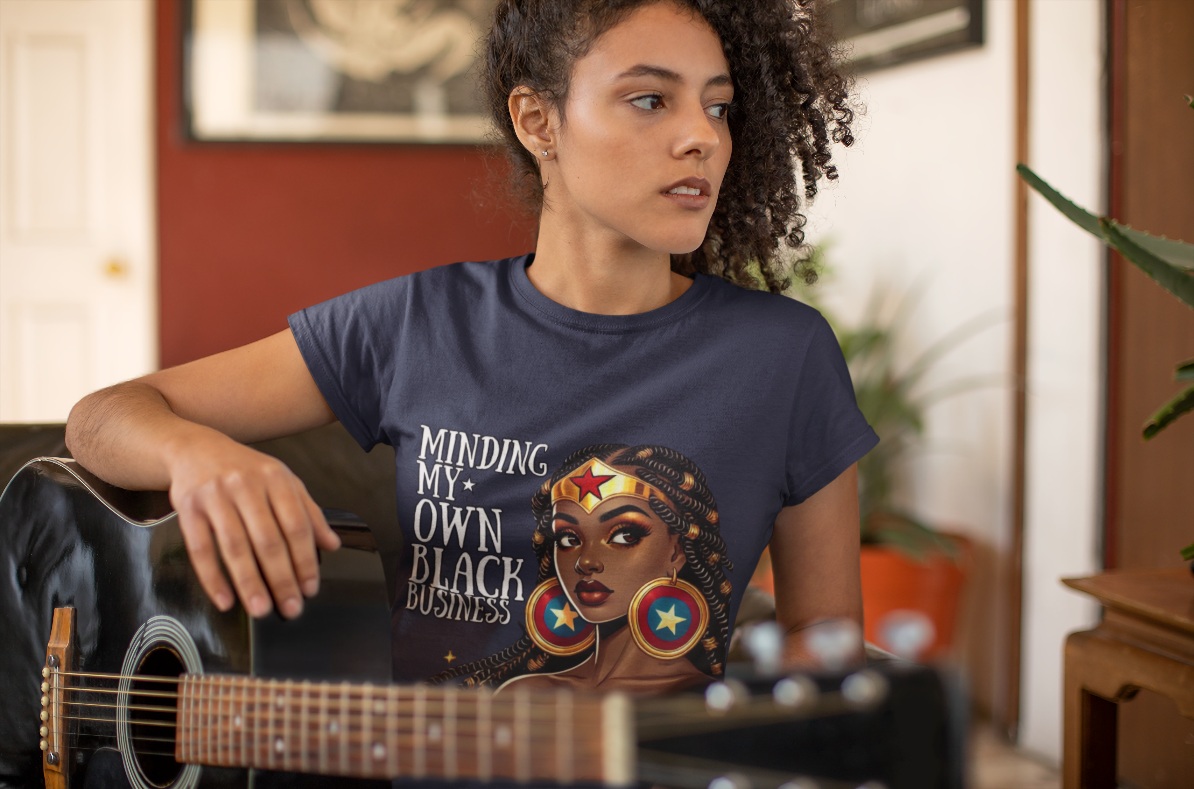 African American Wonder Woman Tee - Minding My Own Black Business product thumbnail image African American Wonder Woman Tee - Minding My Own Black Business product thumbnail image