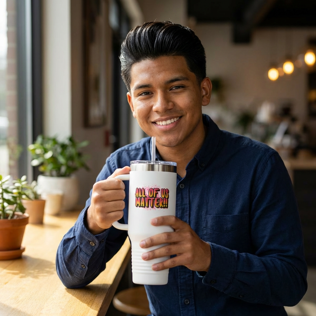 ALL OF US MATTER 40 oz Insulated Tumbler | Colorful Graffiti Design | 4 Color Options | Reusable Straw Travel Cup | LifeCoachDesigns.shop Exclusive product thumbnail image