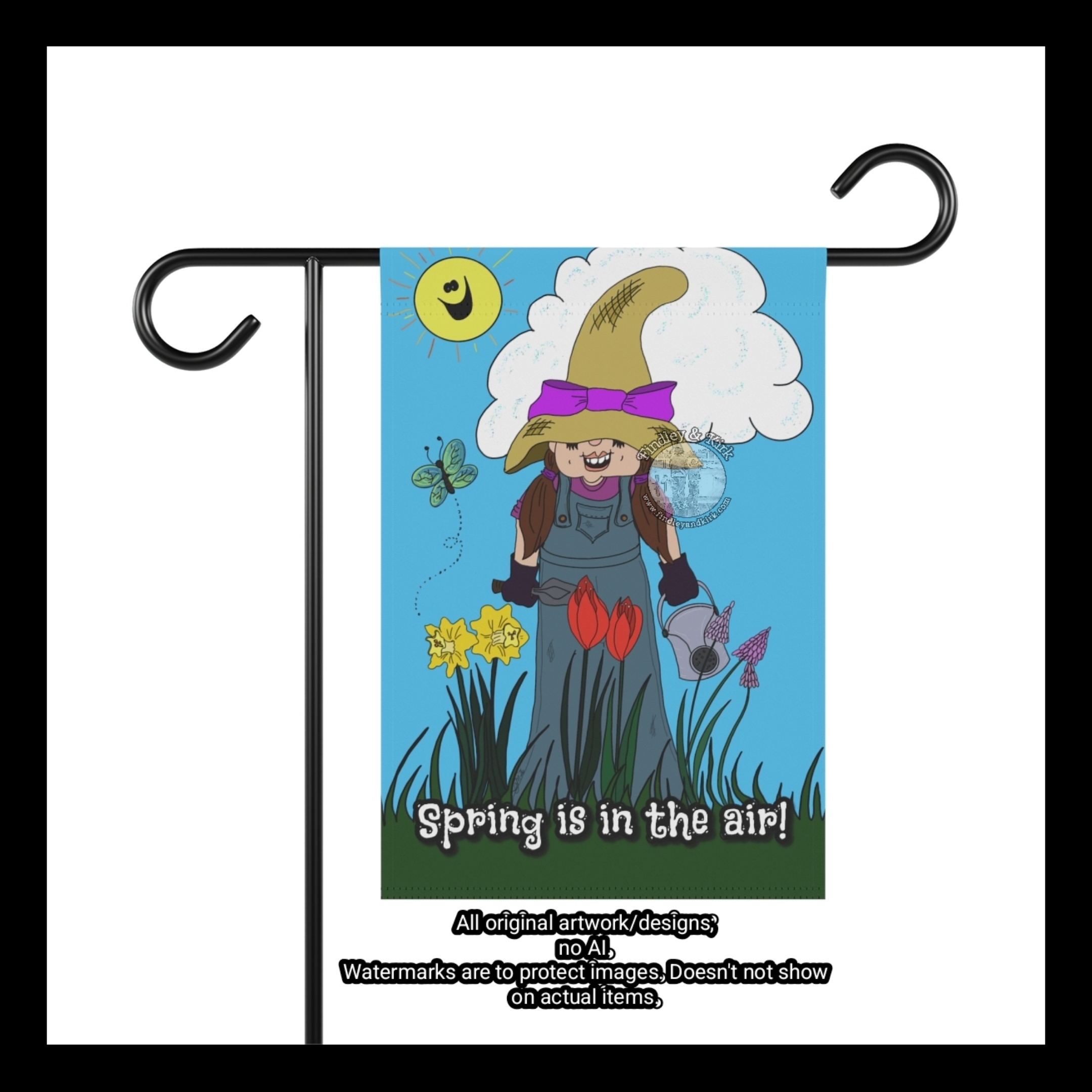 "Spring is in the air!" garden flag product thumbnail image "Spring is in the air!" garden flag product thumbnail image