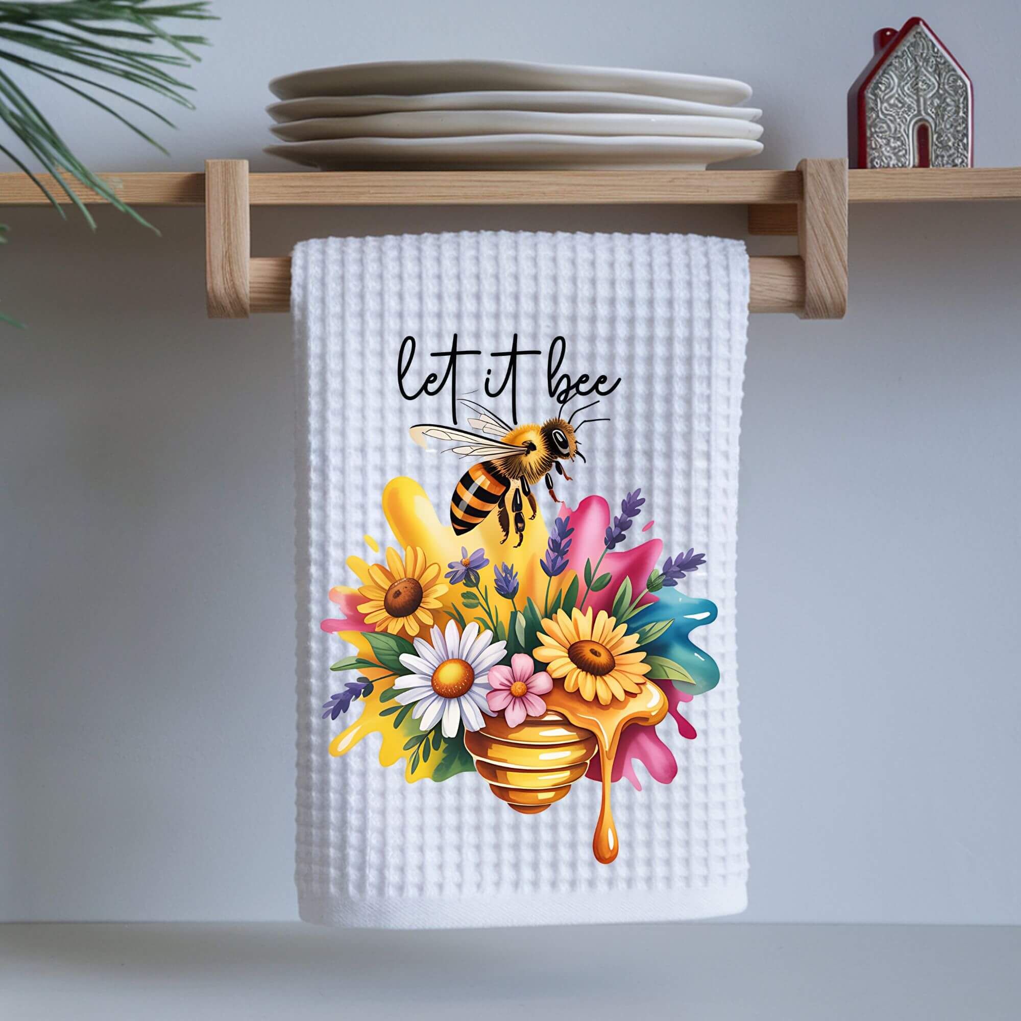 Let It Bee Floral Tea Towel 