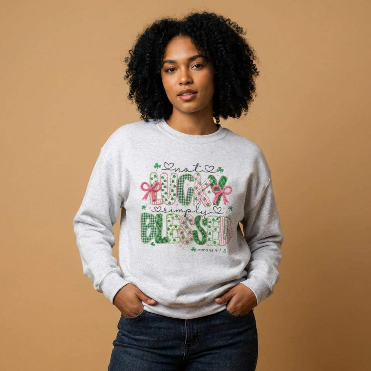 Not Lucky+BLESSED-Unisex Garment-Dyed Sweatshirt product thumbnail image Not Lucky+BLESSED-Unisex Garment-Dyed Sweatshirt product thumbnail image