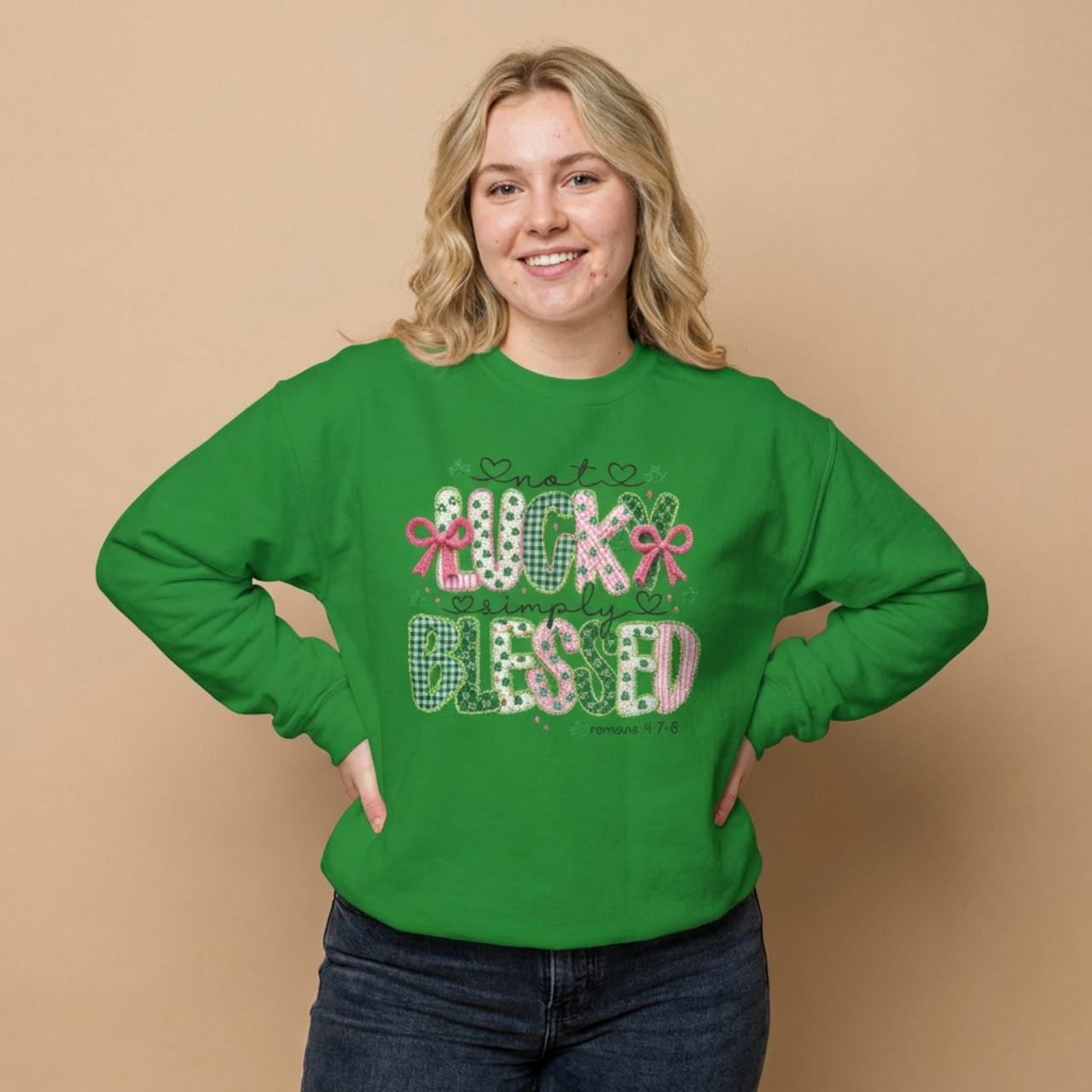 Not Lucky+BLESSED-Unisex Garment-Dyed Sweatshirt product thumbnail image Not Lucky+BLESSED-Unisex Garment-Dyed Sweatshirt product thumbnail image