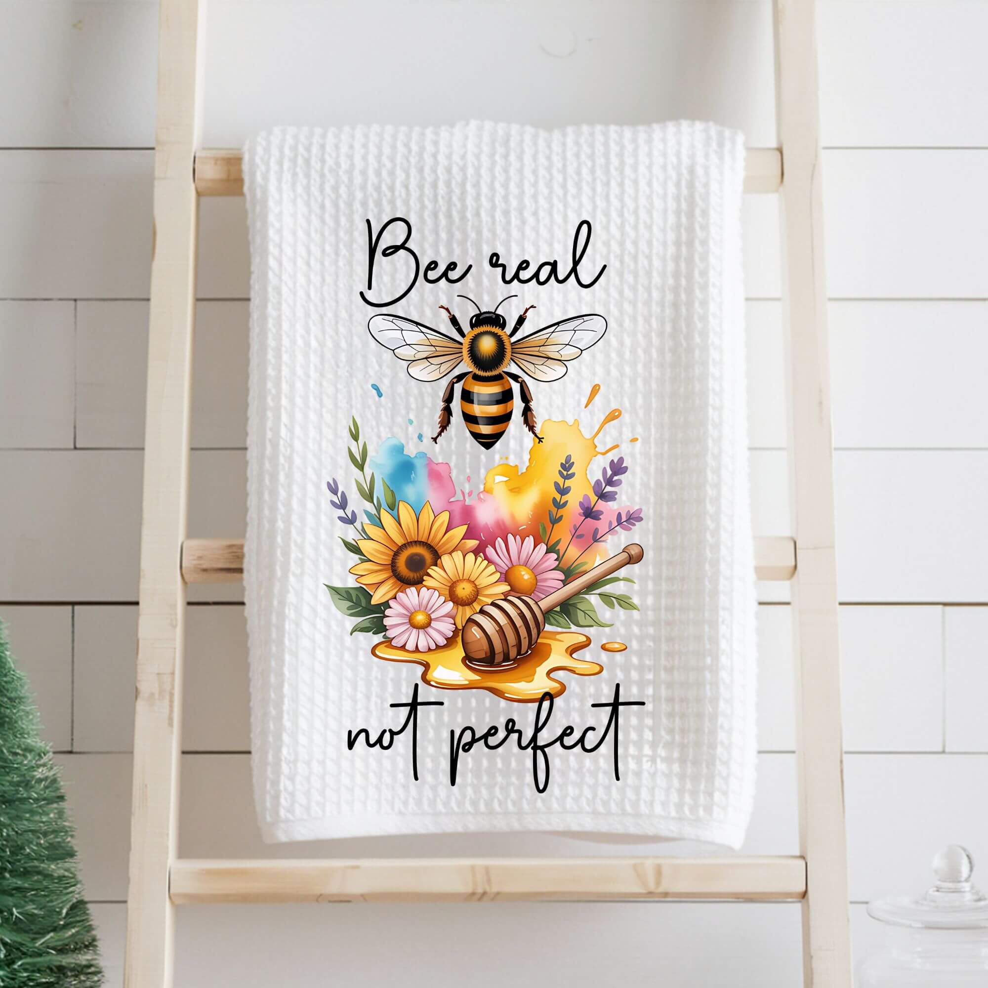 Bee Real Not Perfect Tea Towel product thumbnail image Bee Real Not Perfect Tea Towel product thumbnail image