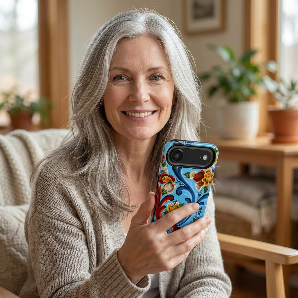 Blue ROSEMALING Phone Case - Vintage Look Rosemaling Print Scandinavian Design Dual Layer Phone Case Swedish Norwegian product thumbnail image Blue ROSEMALING Phone Case - Vintage Look Rosemaling Print Scandinavian Design Dual Layer Phone Case Swedish Norwegian product thumbnail image