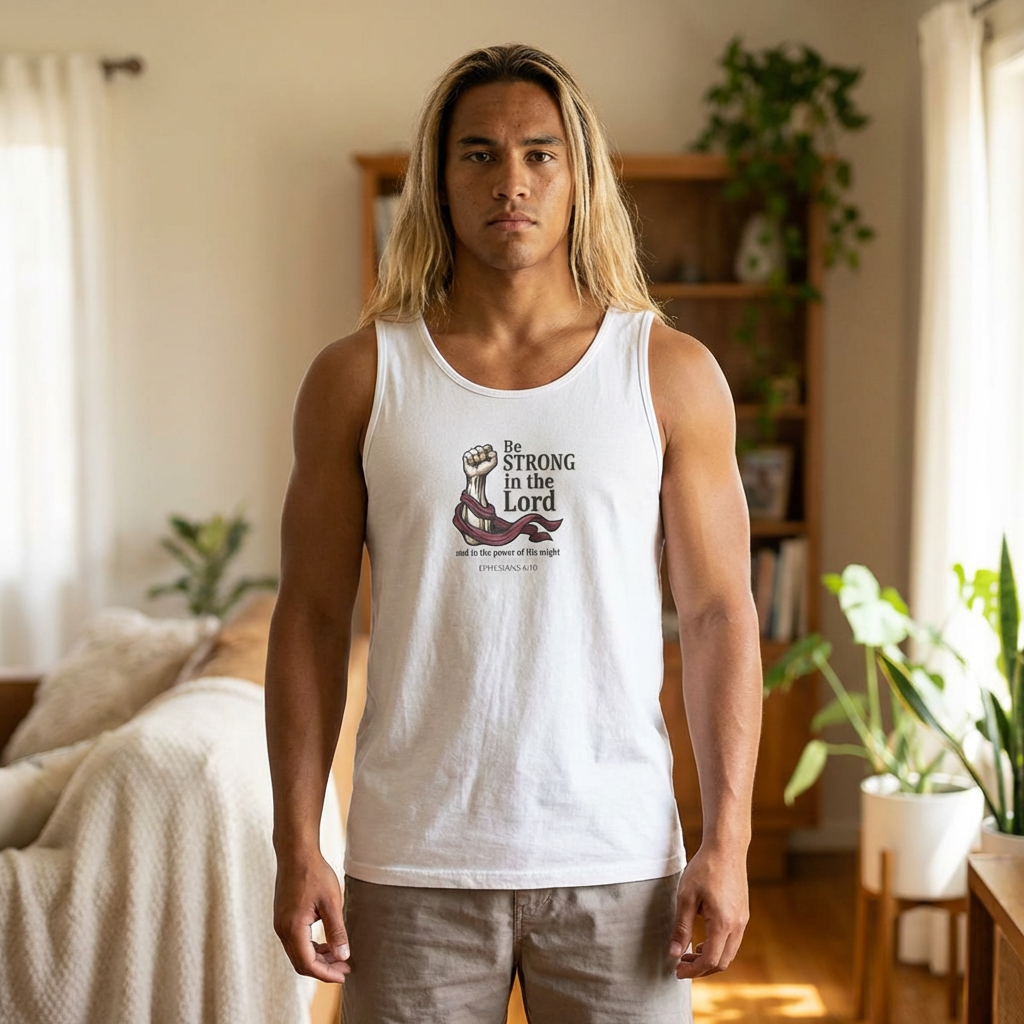 Be Strong in the Lord Tank Top — Christian Faith Inspirational Muscle Tee