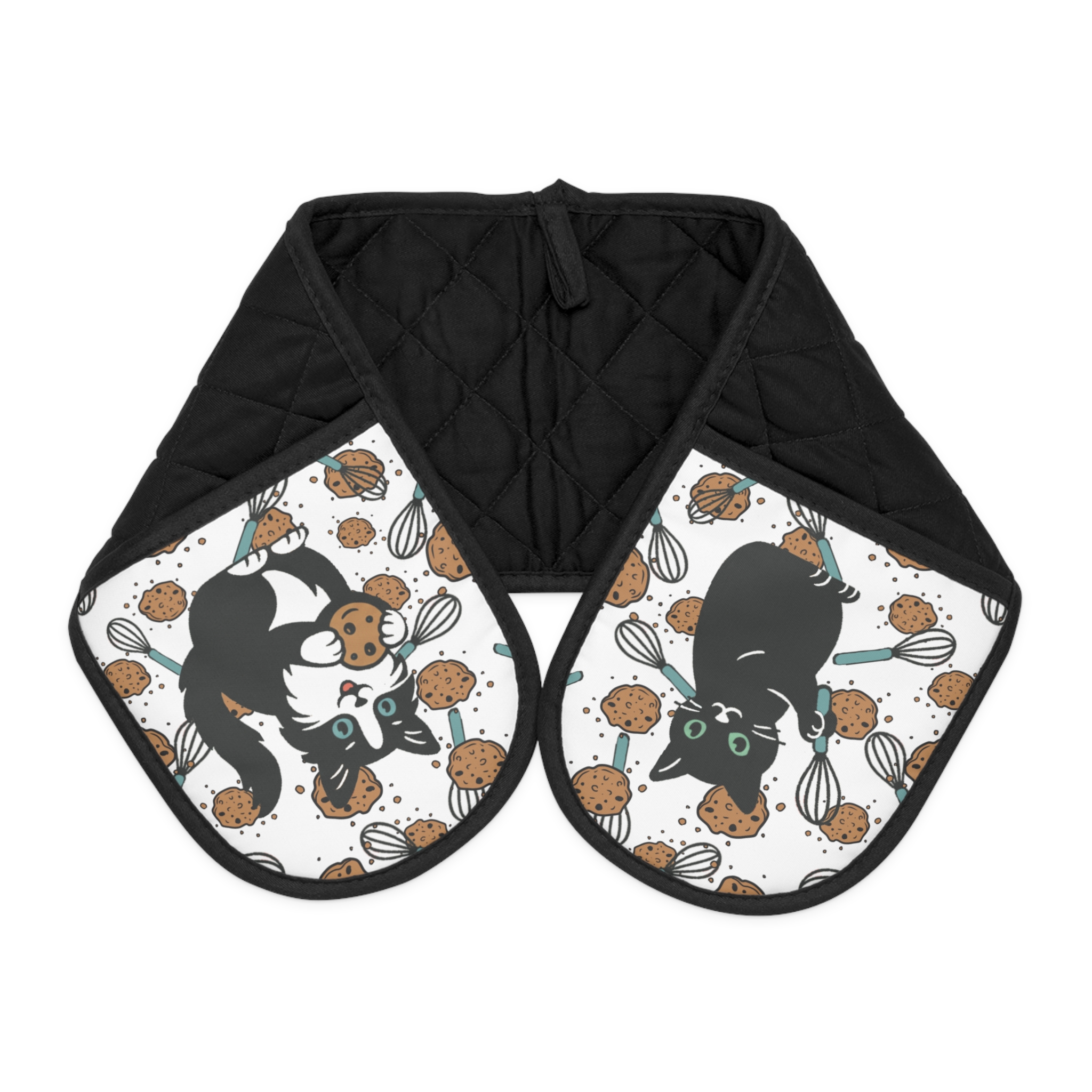 Cat Baking Oven Mitts — Cute Black Cats, Whisks & Chocolate Chip Cookies Oven Mitts product thumbnail image Cat Baking Oven Mitts — Cute Black Cats, Whisks & Chocolate Chip Cookies Oven Mitts product thumbnail image