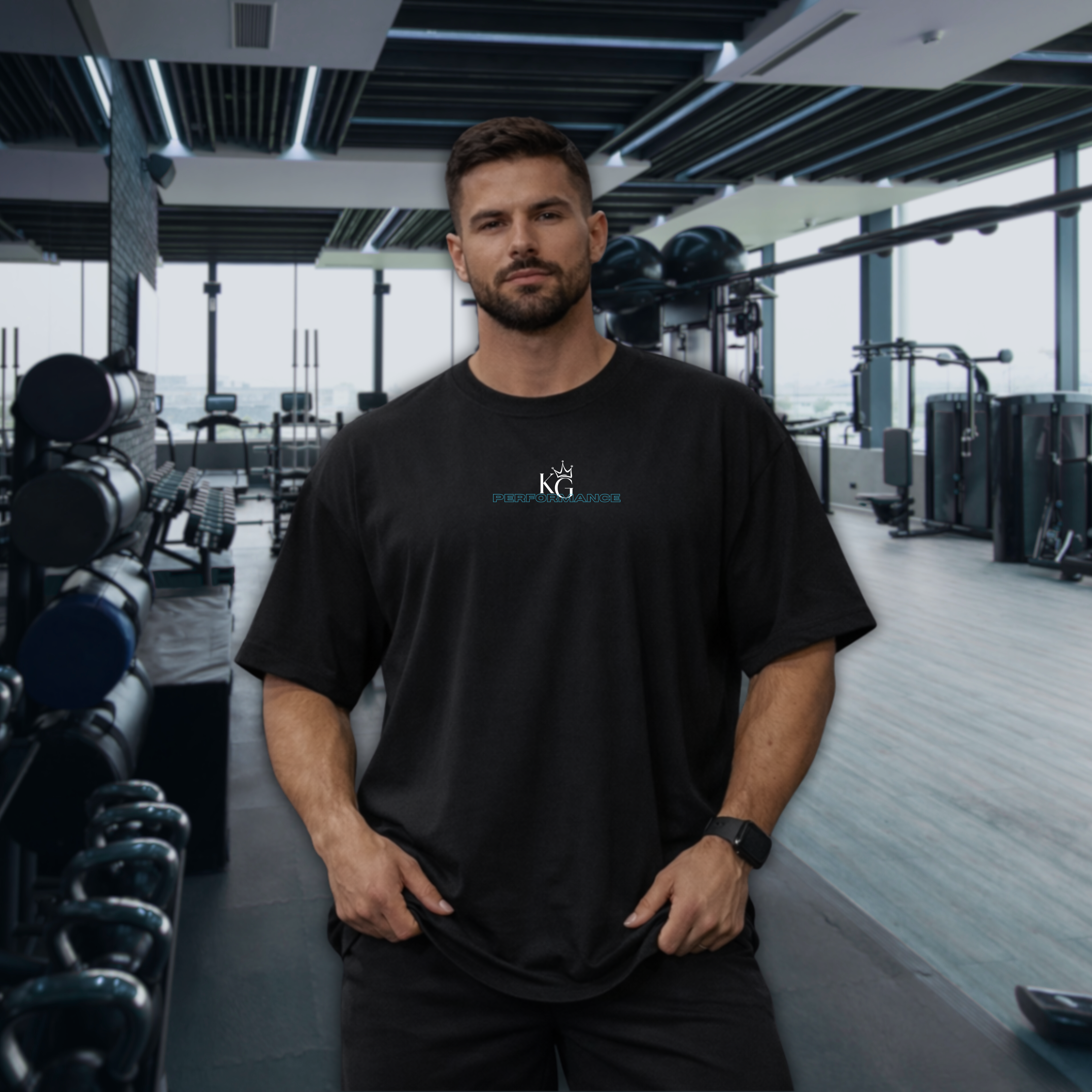 Leg Day Oversized Tee - "Intention Collides With Gravity" Gym T-Shirt product thumbnail image Leg Day Oversized Tee - "Intention Collides With Gravity" Gym T-Shirt product thumbnail image