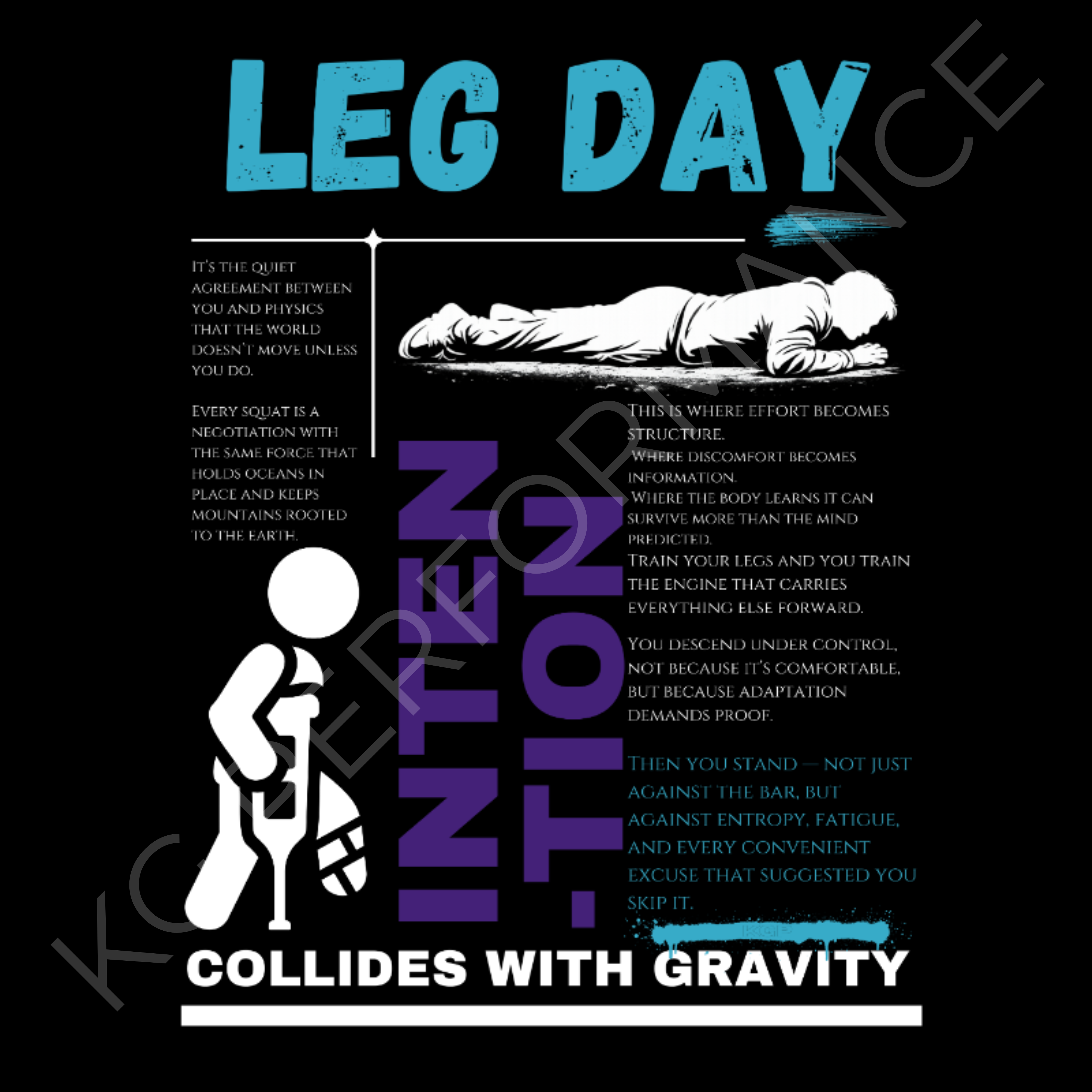 Leg Day Oversized Tee - "Intention Collides With Gravity" Gym T-Shirt product thumbnail image