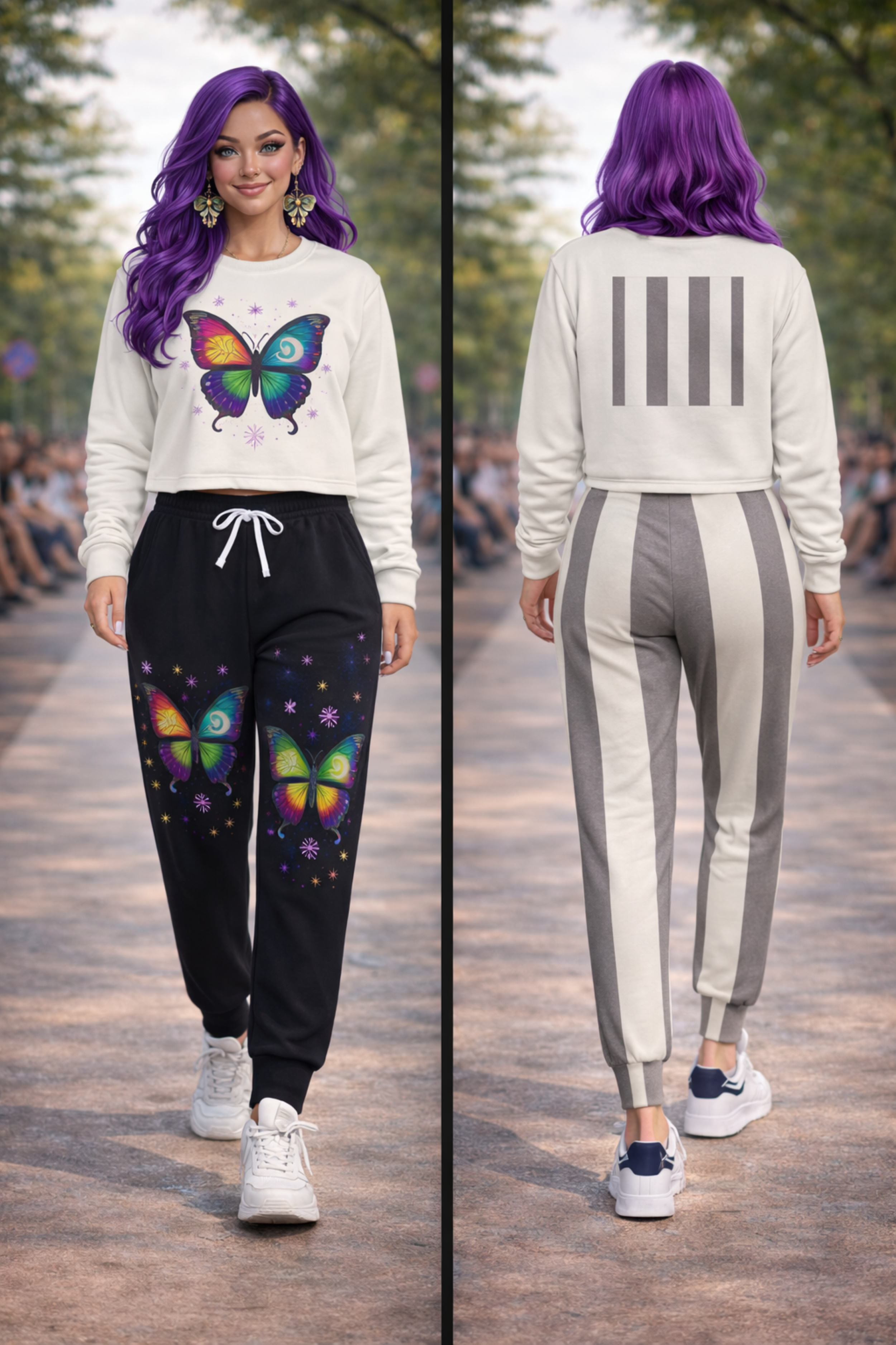 Butterfly Glow Cropped Pullover — Rune Edition  by CarmaQuanTarot product thumbnail image