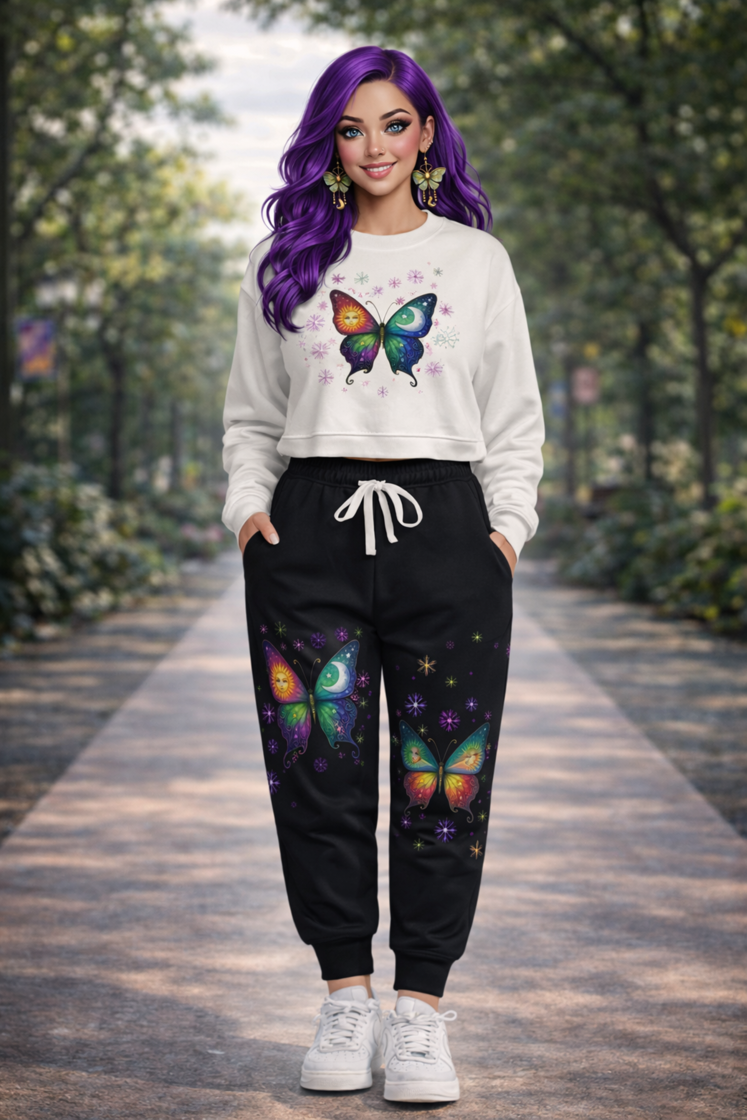 Butterfly Glow Cropped Pullover — Rune Edition  by CarmaQuanTarot product thumbnail image