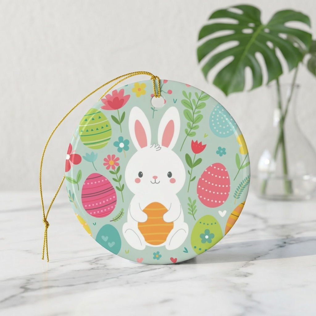 Easter Bunny tree Ceramic Ornament  product thumbnail image