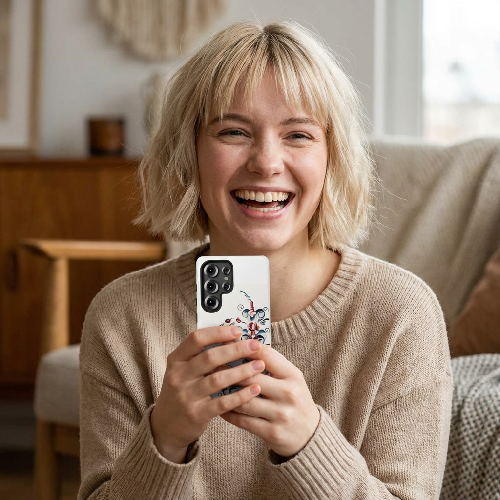 Rosemaling Style Vintage Scandinavian Dual Layer Phone Case Telemark Kurbits Floral Phone Case Swedish Norwegian Folk Painting product thumbnail image