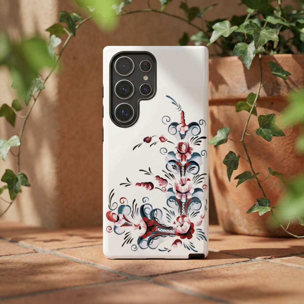 Rosemaling Style Vintage Scandinavian Dual Layer Phone Case Telemark Kurbits Floral Phone Case Swedish Norwegian Folk Painting product thumbnail image Rosemaling Style Vintage Scandinavian Dual Layer Phone Case Telemark Kurbits Floral Phone Case Swedish Norwegian Folk Painting product thumbnail image