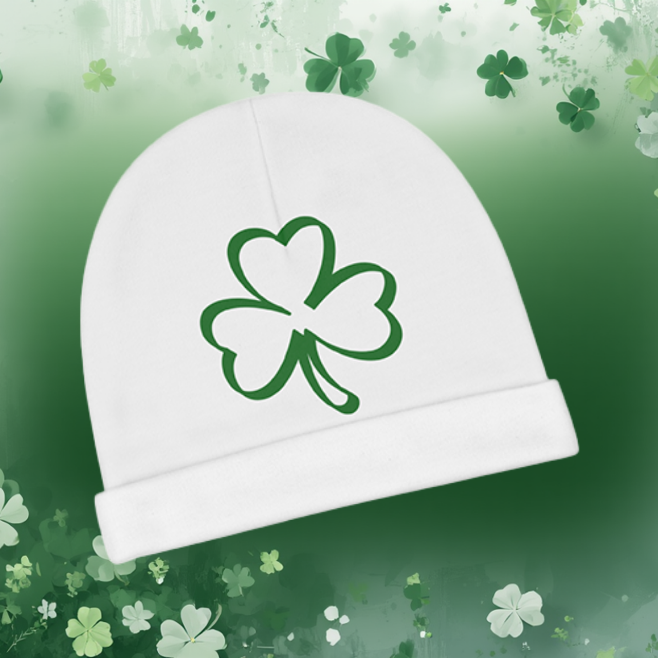 Baby Beanie - Green Shamrock Newborn Hat | St. Patrick’s Day Infant Cap